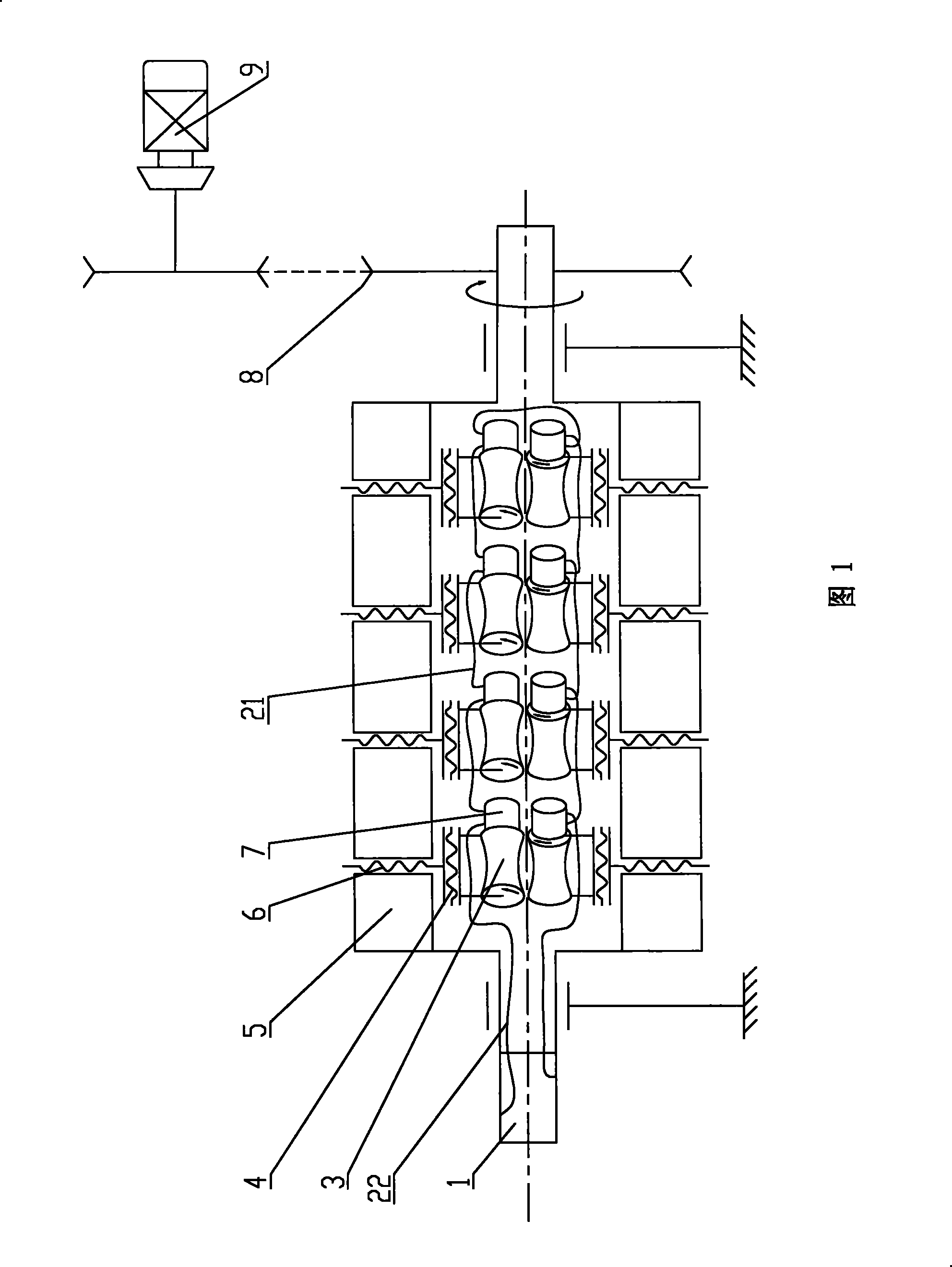 Planetary web roll rotating hub type flattening machine