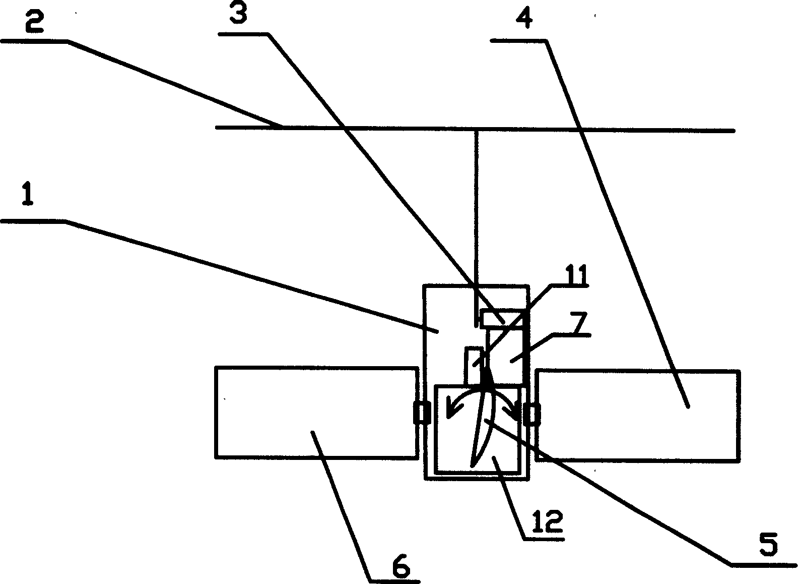 Tail rudder operated rotor flying robot