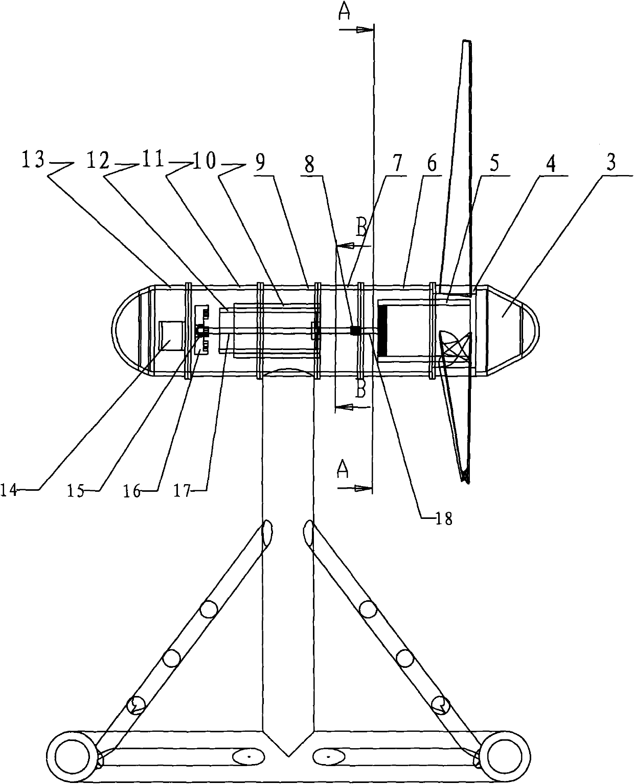 Permanent magnet semi-direct-drive type tidal power generation device