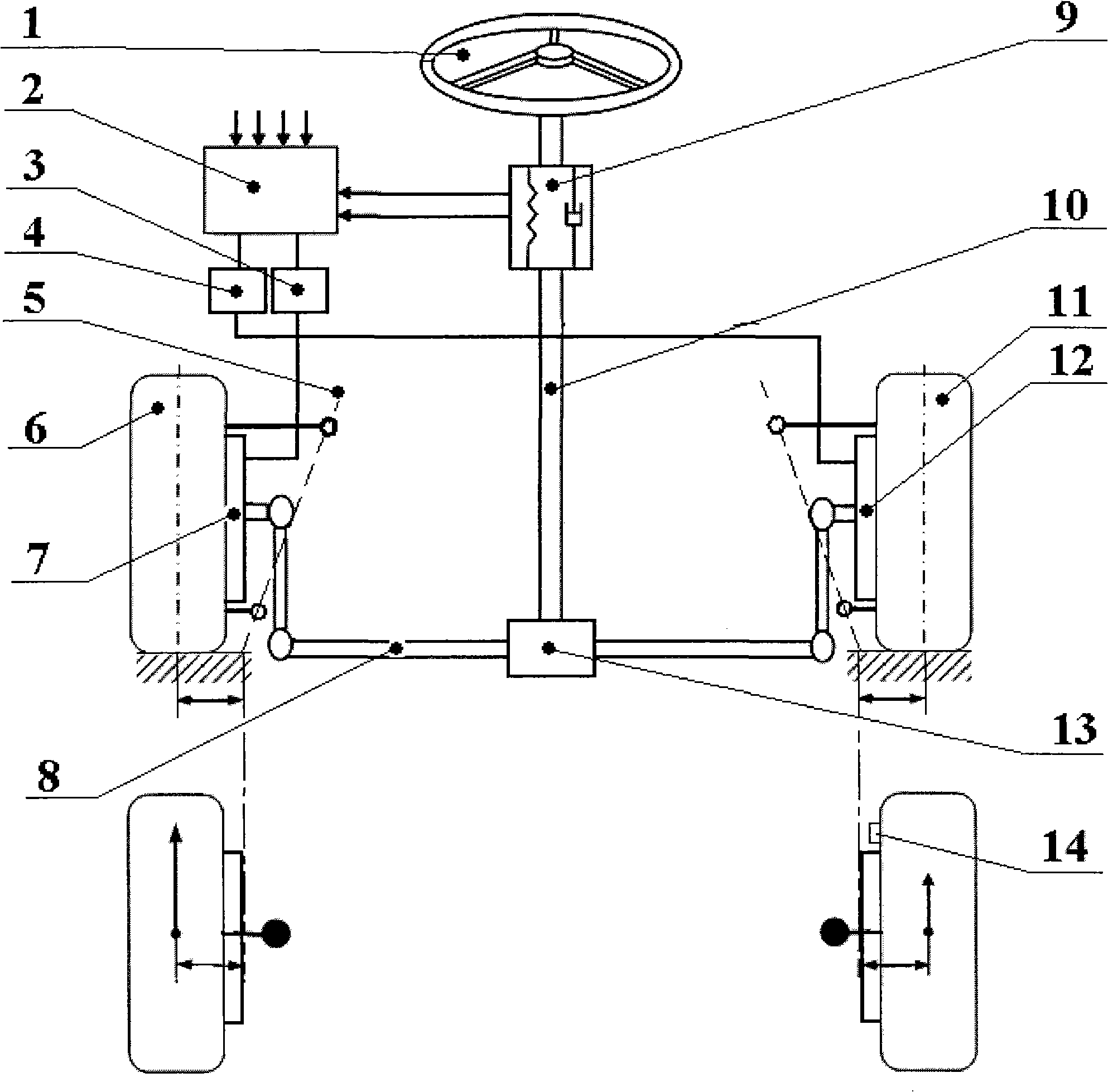 Differential power assisted steering system for independent driving motor using deflecting roller