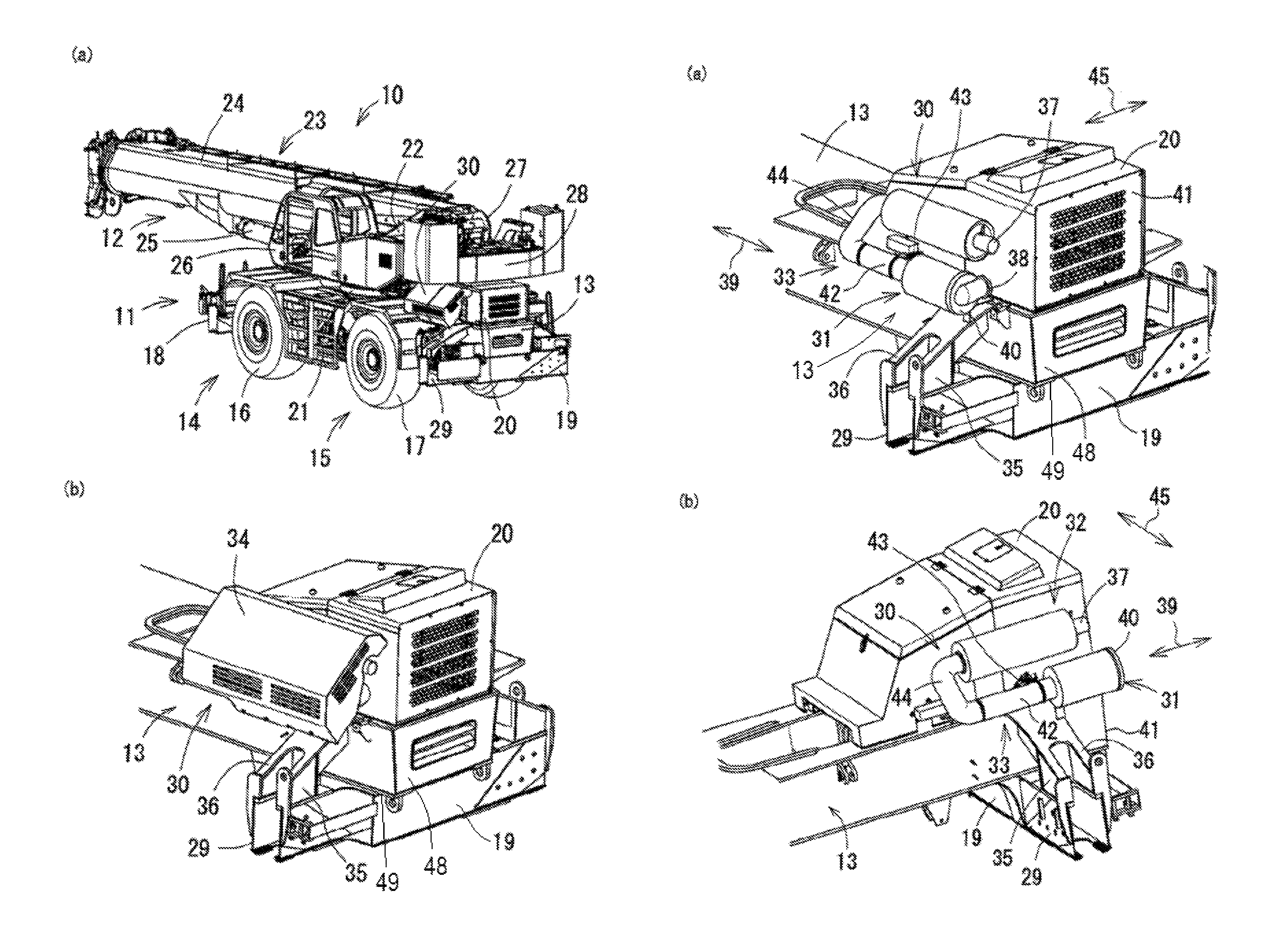 Exhaust emission control device for rough terrain crane