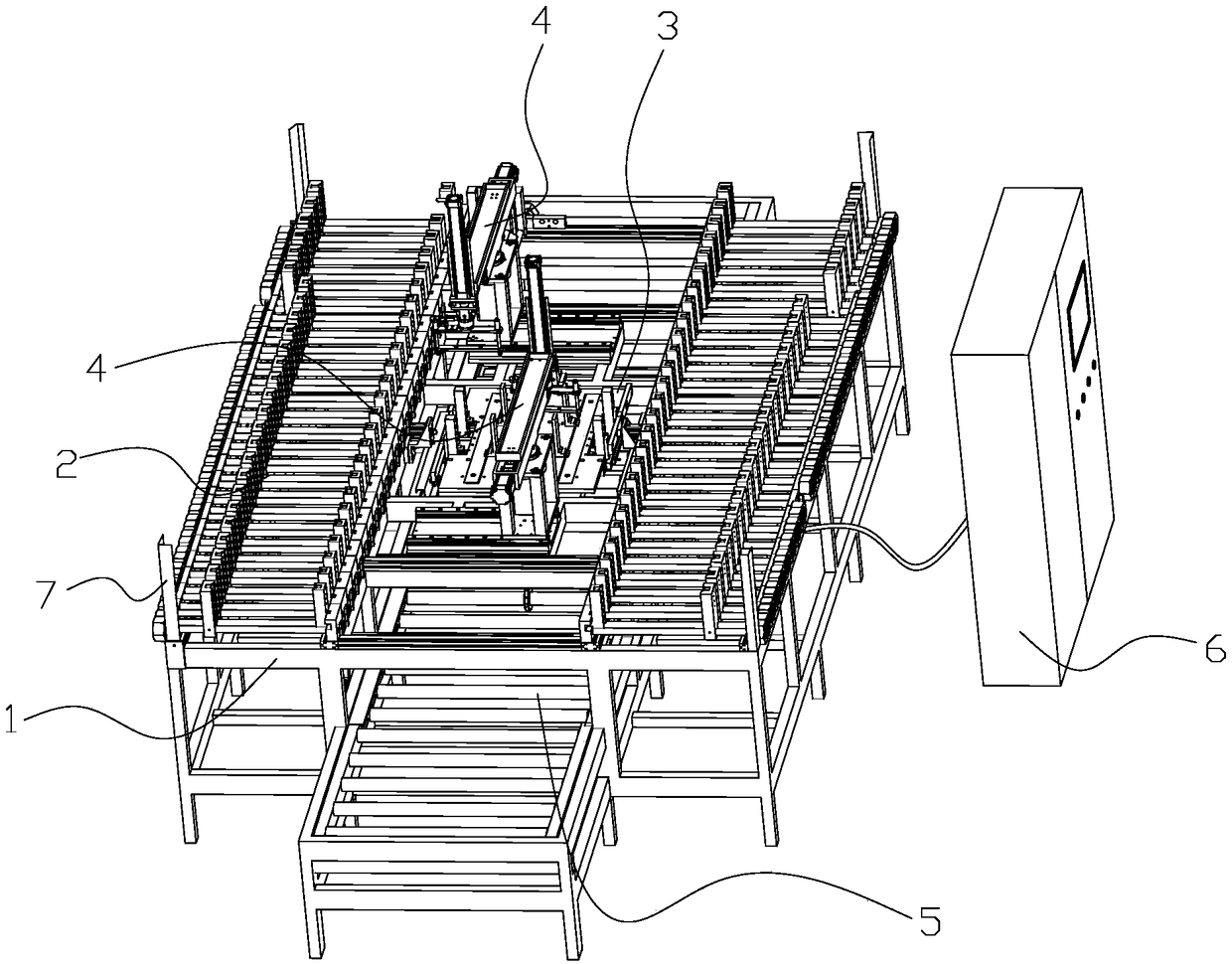 A transformer iron core automatic laminating production line