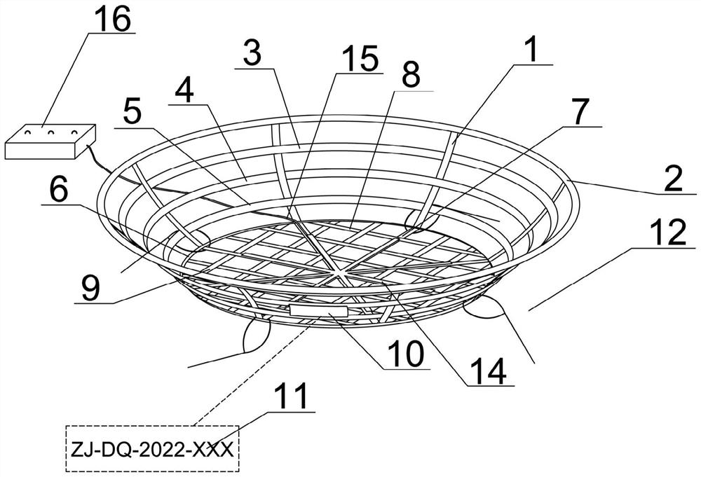 Artificial nest basket for attracting Southern population breeding of crested ibis and automatically monitoring hatching and brooding rhythms