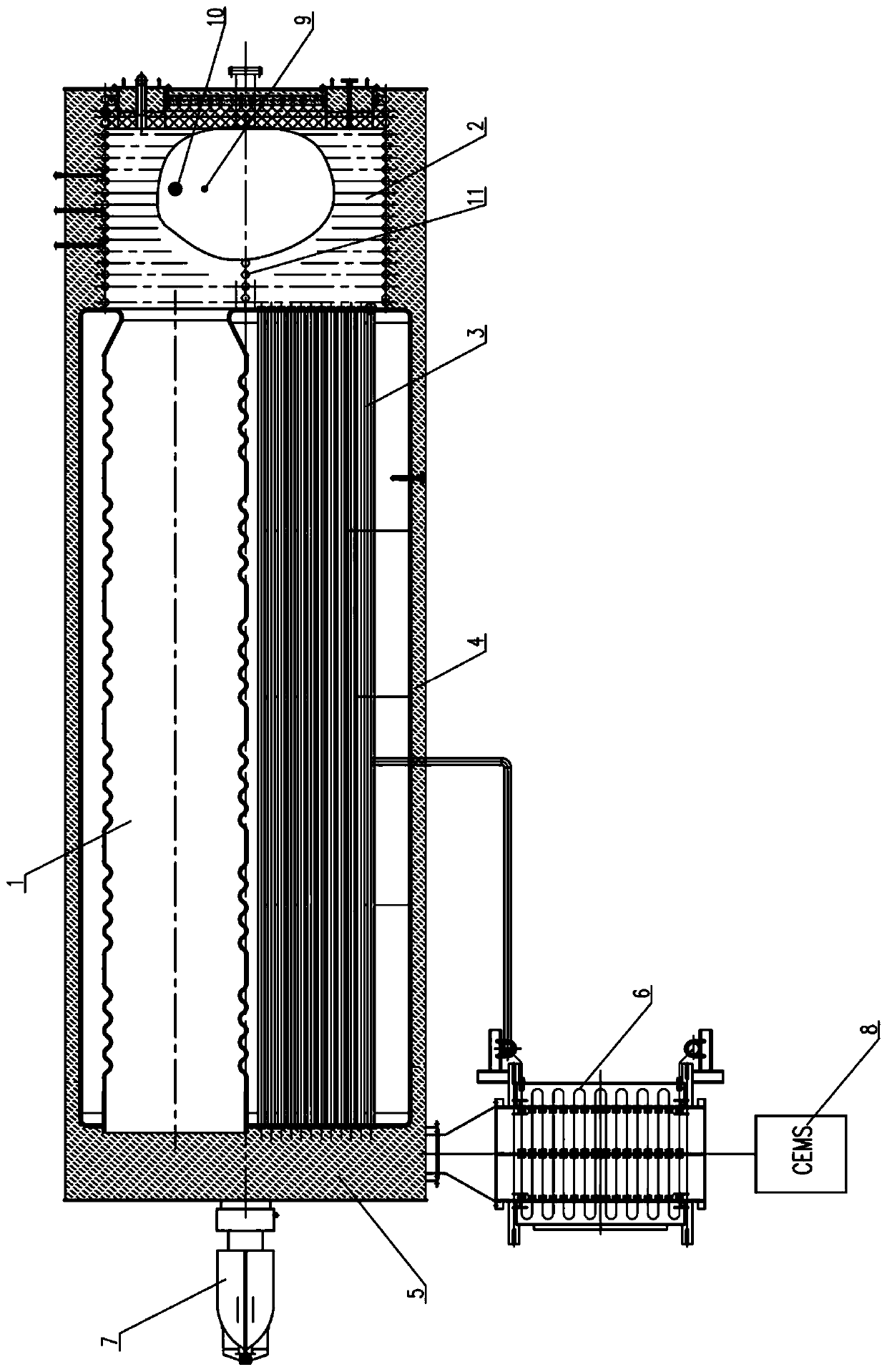 Low-nitrogen shell boiler