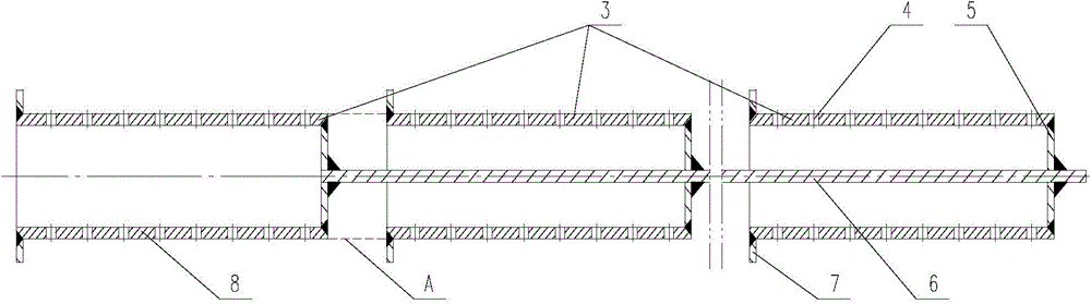 Built-in multi-stage jet pipe type fin heat exchange pipe and manufacturing process thereof