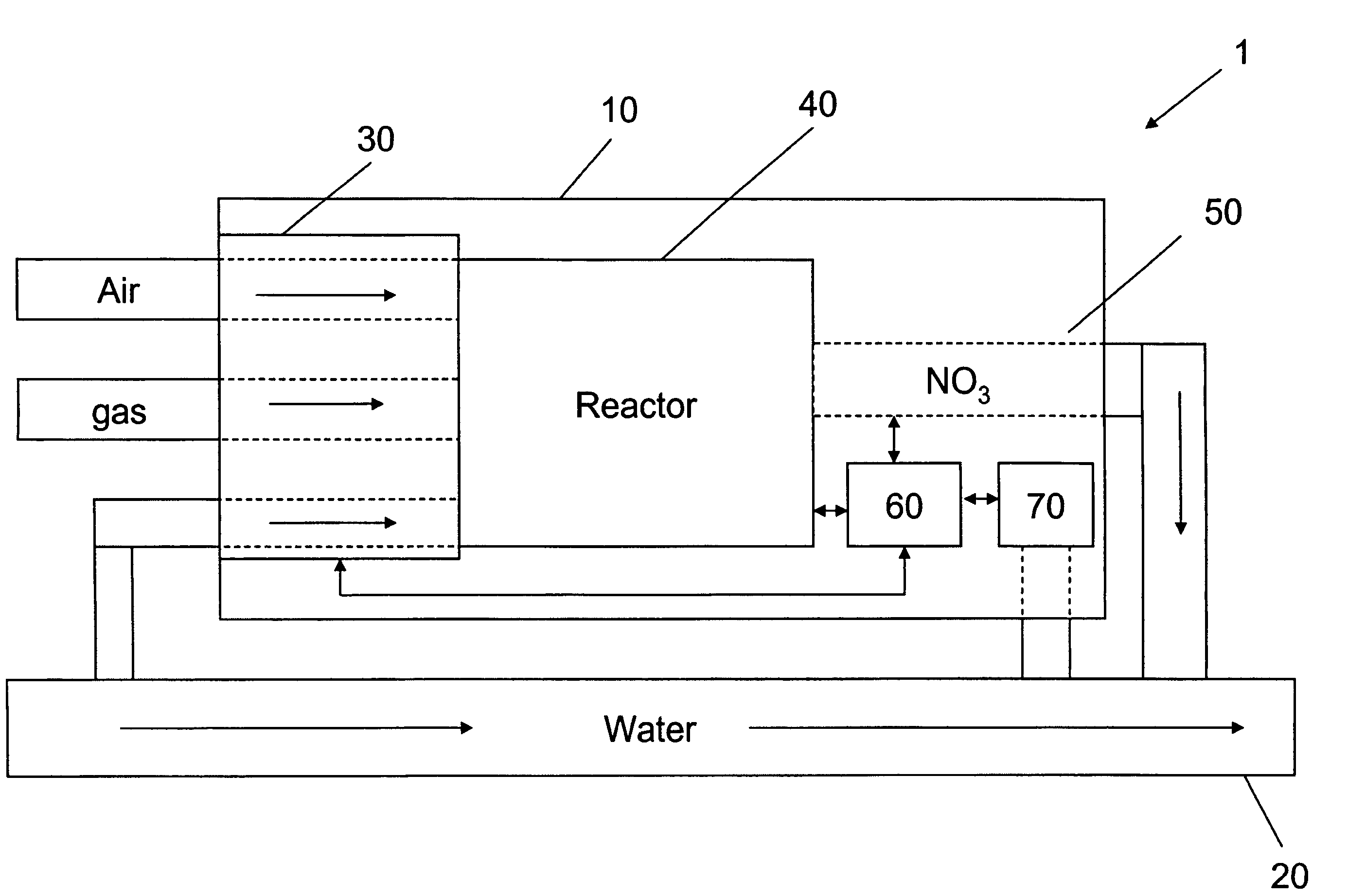 Apparatus for on-site production of nitrate ions