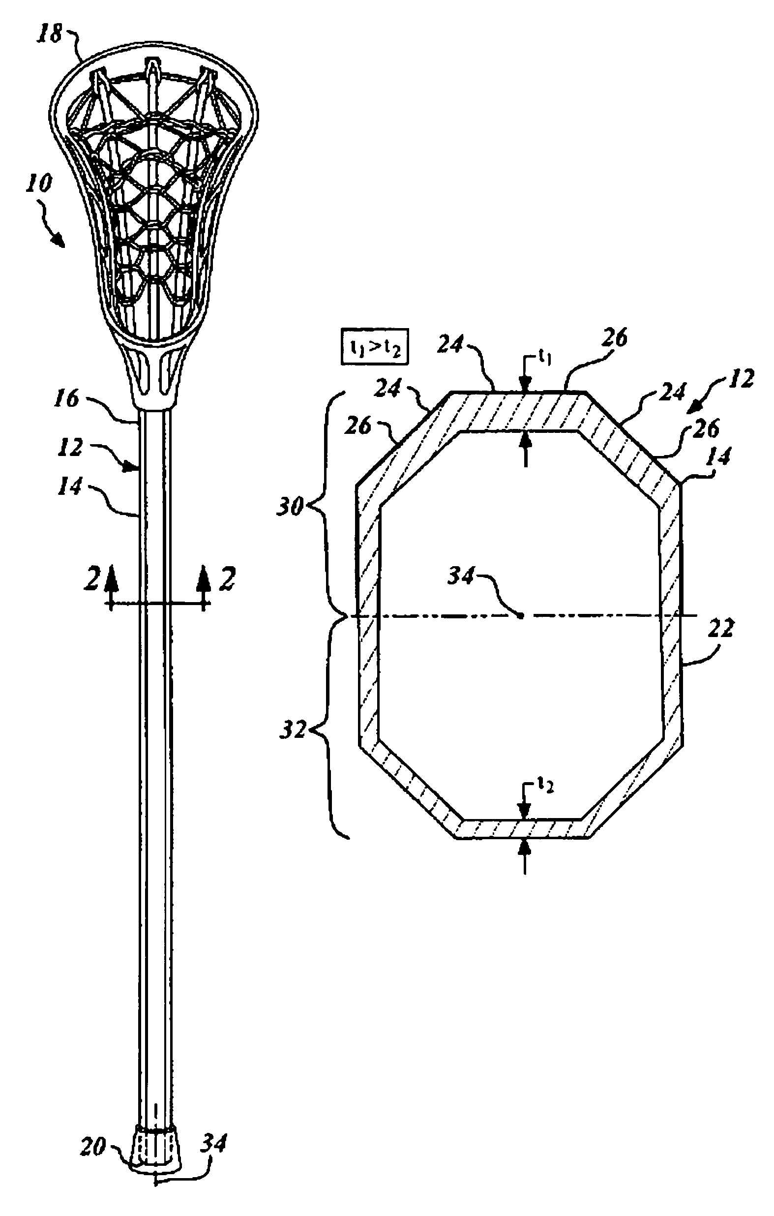 Handle for a lacrosse stick