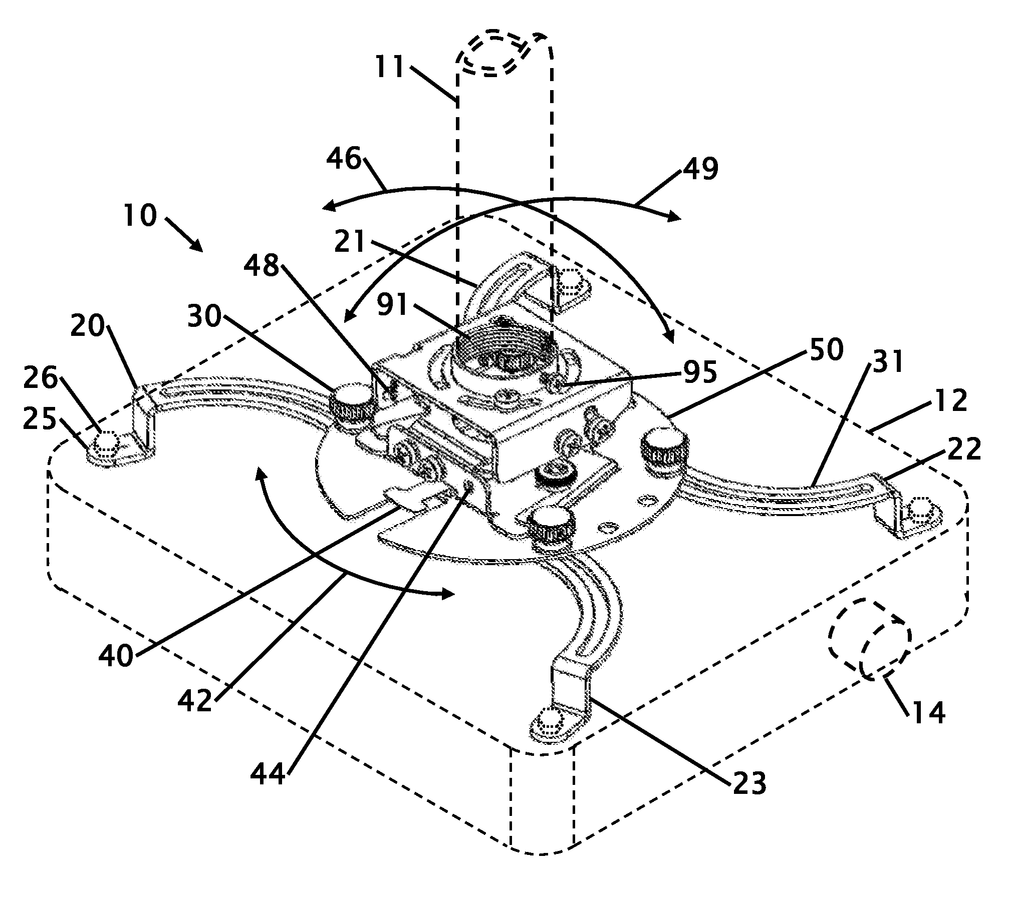 Projector mount with phillips screw driver angle adjustment