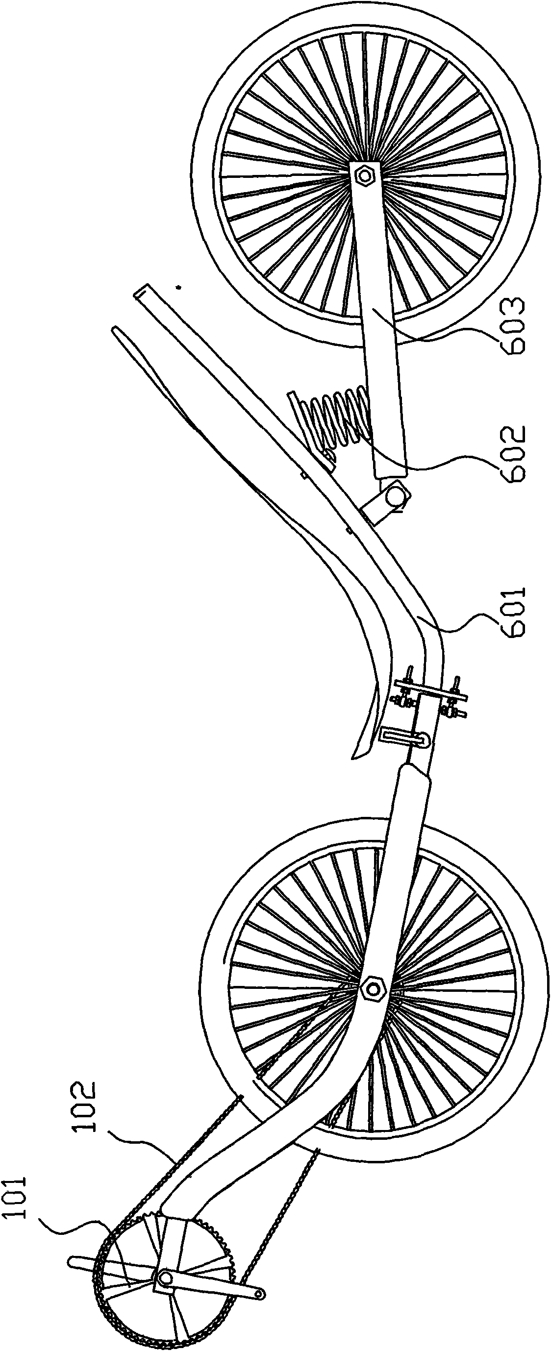 Lying type precursor two wheel rickshaw