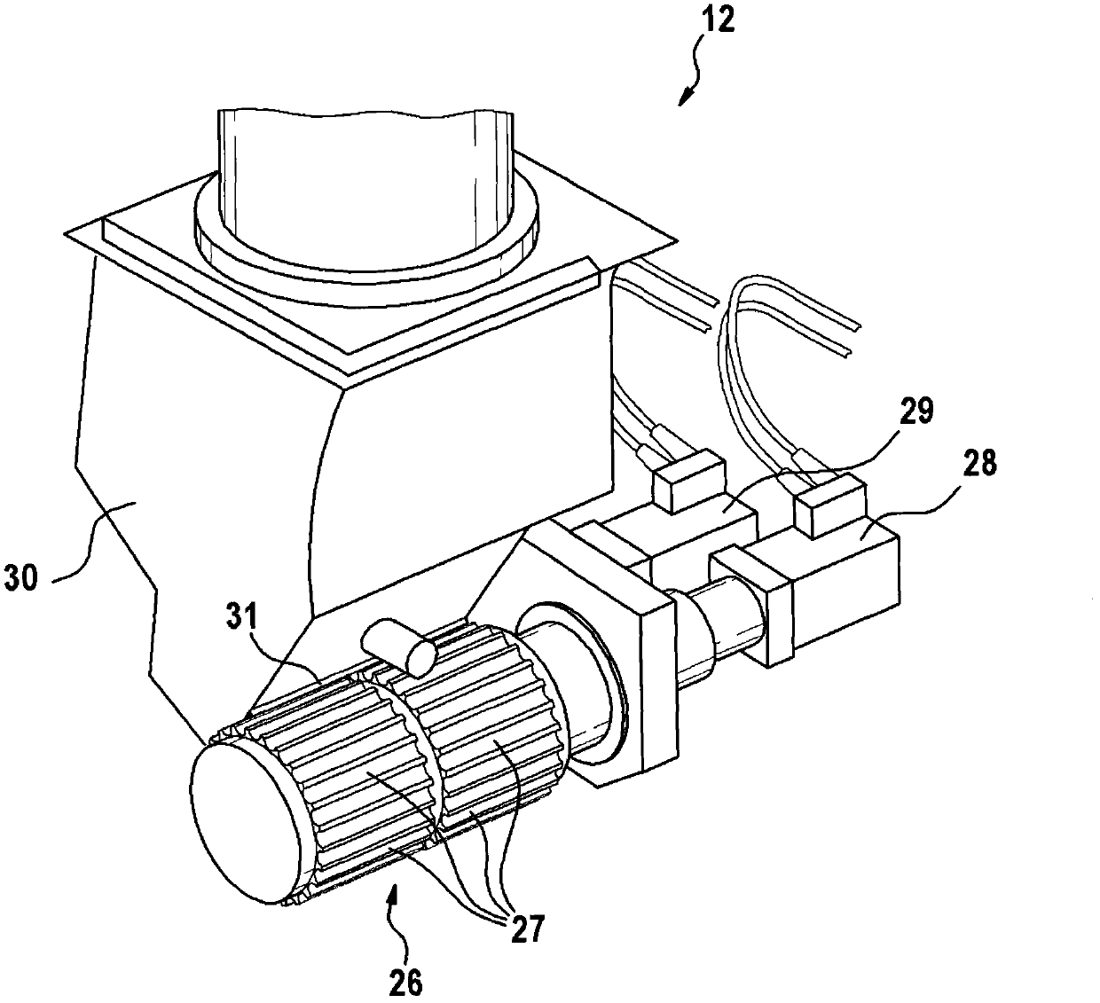 Distributor device and method for filling cigarette strand machine