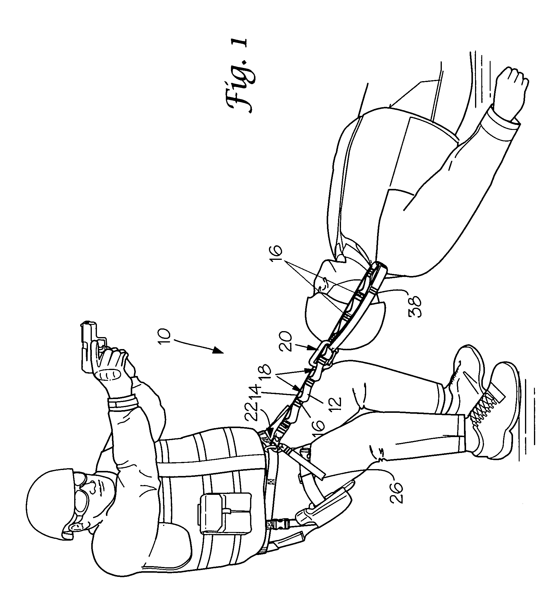 Hands free extraction drag strap