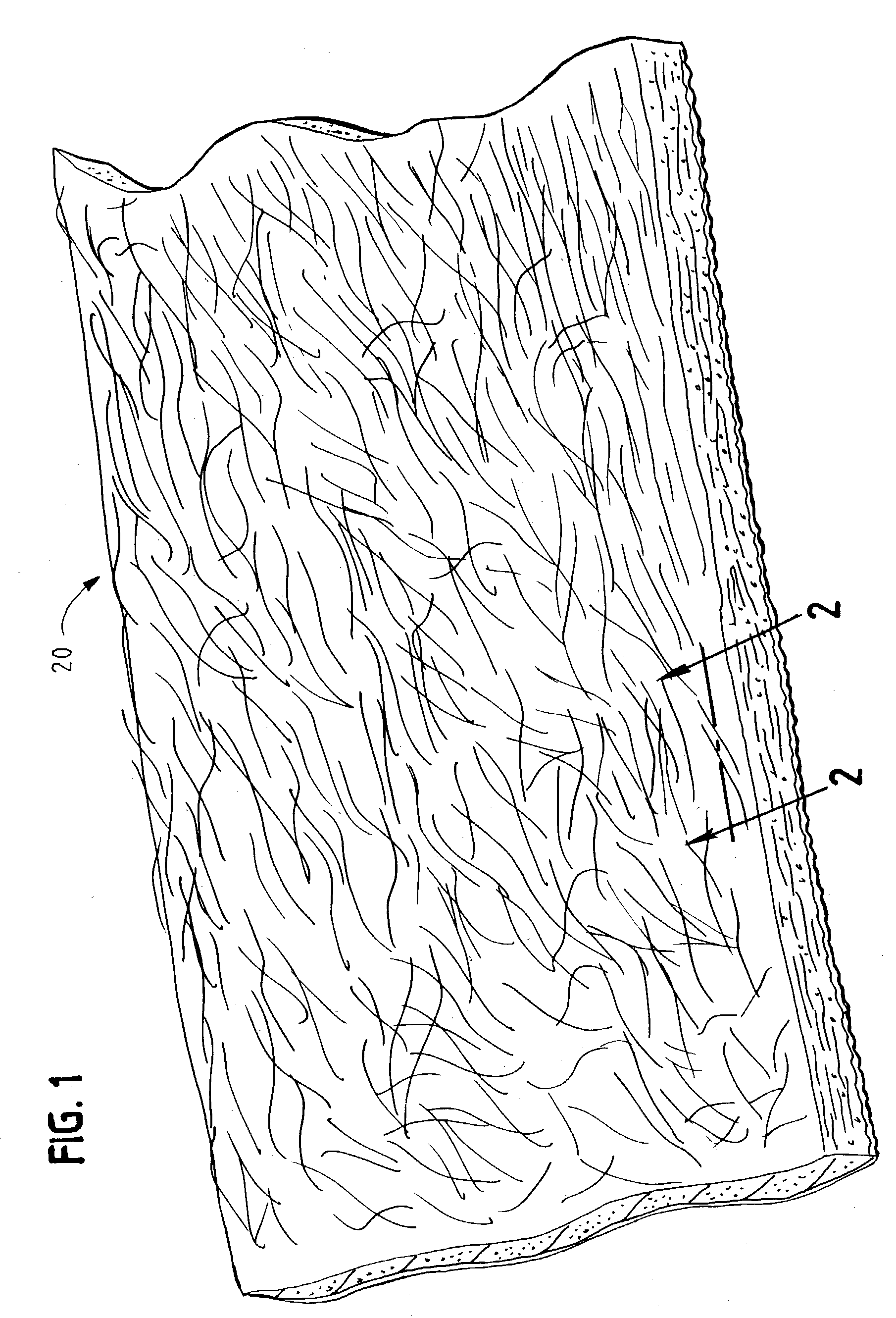 Soft, absorbent material for use in absorbent articles and process for making the material