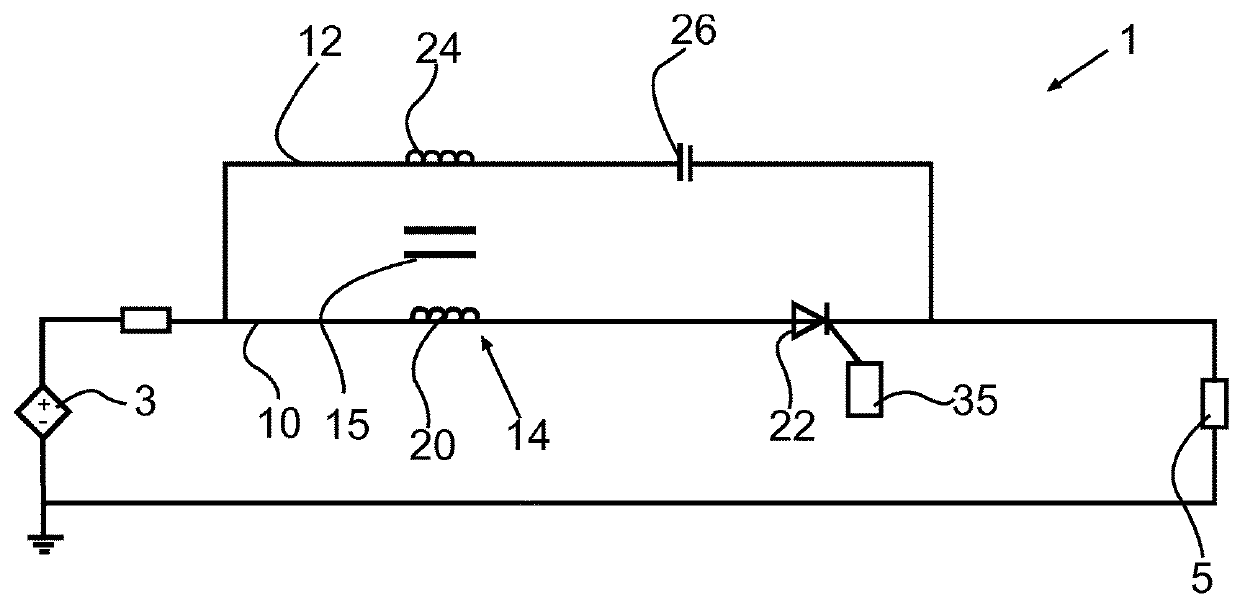 A passive electronic fuse for protecting a DC application