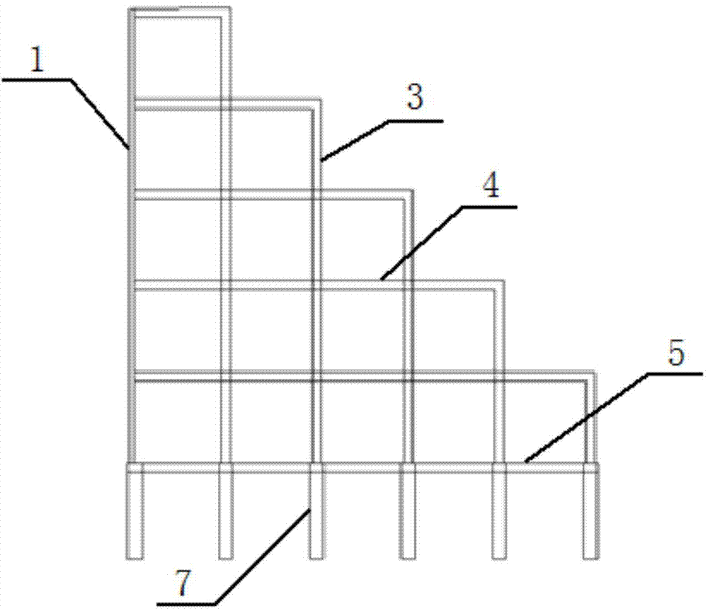 Three-dimensional continuous frame type reinforced concrete structure retaining wall