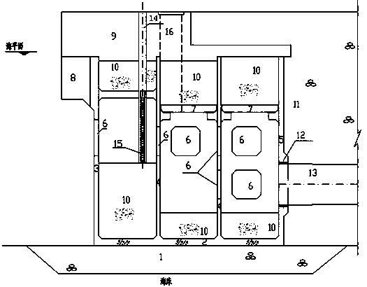 Wharf caisson water taking device and construction method