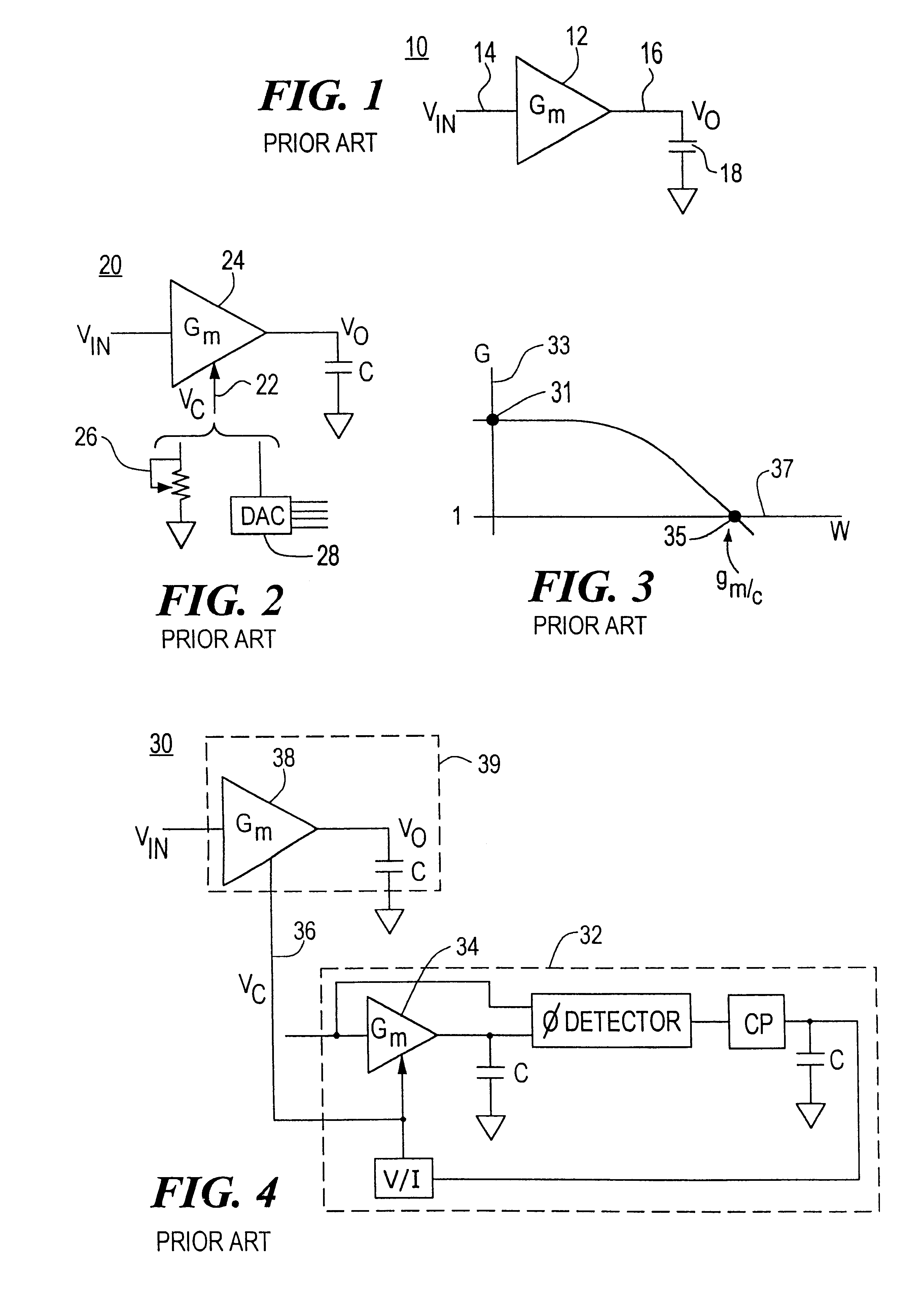 Transconductance filter control system