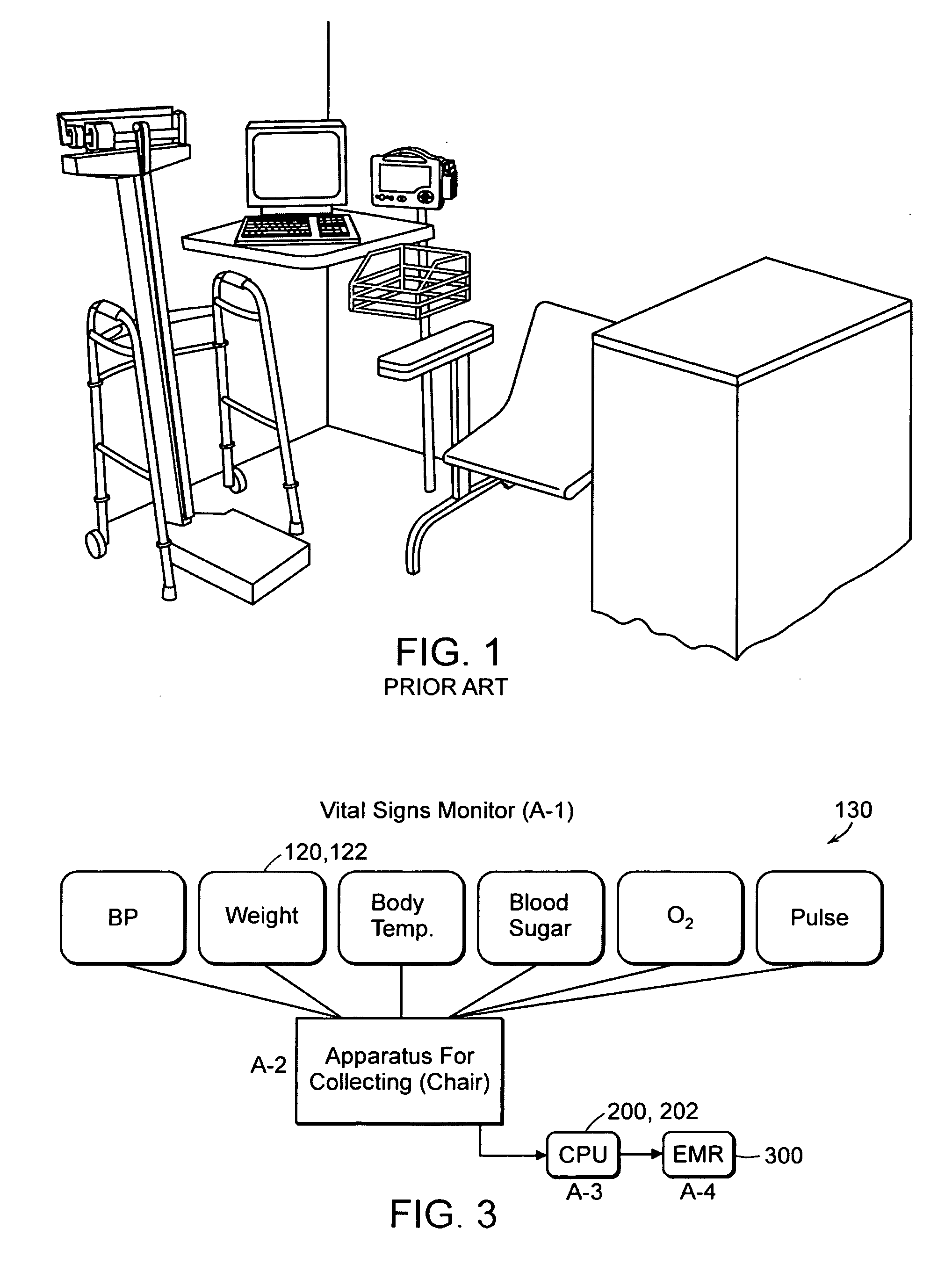 Apparatus and system for collection and storage of vital signs medical information and methods related thereto