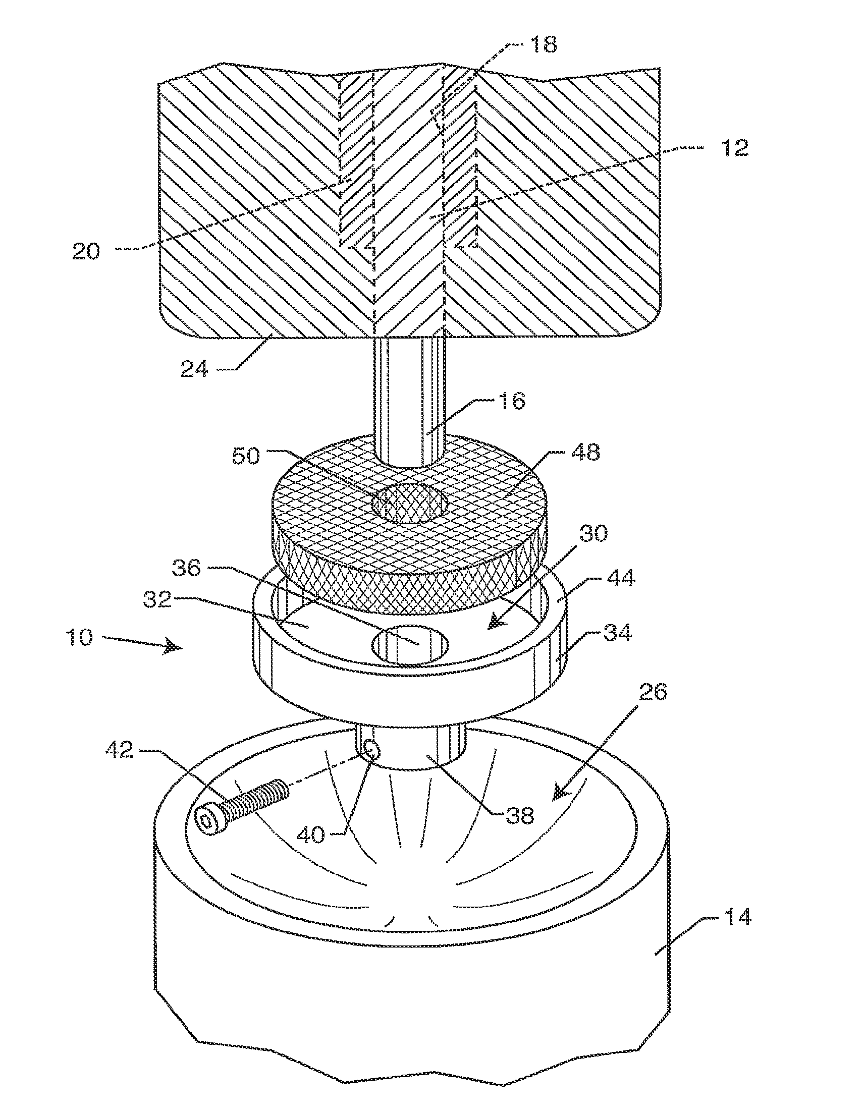 Antimicrobial containment cap for a bone anchored prosthesis mounting