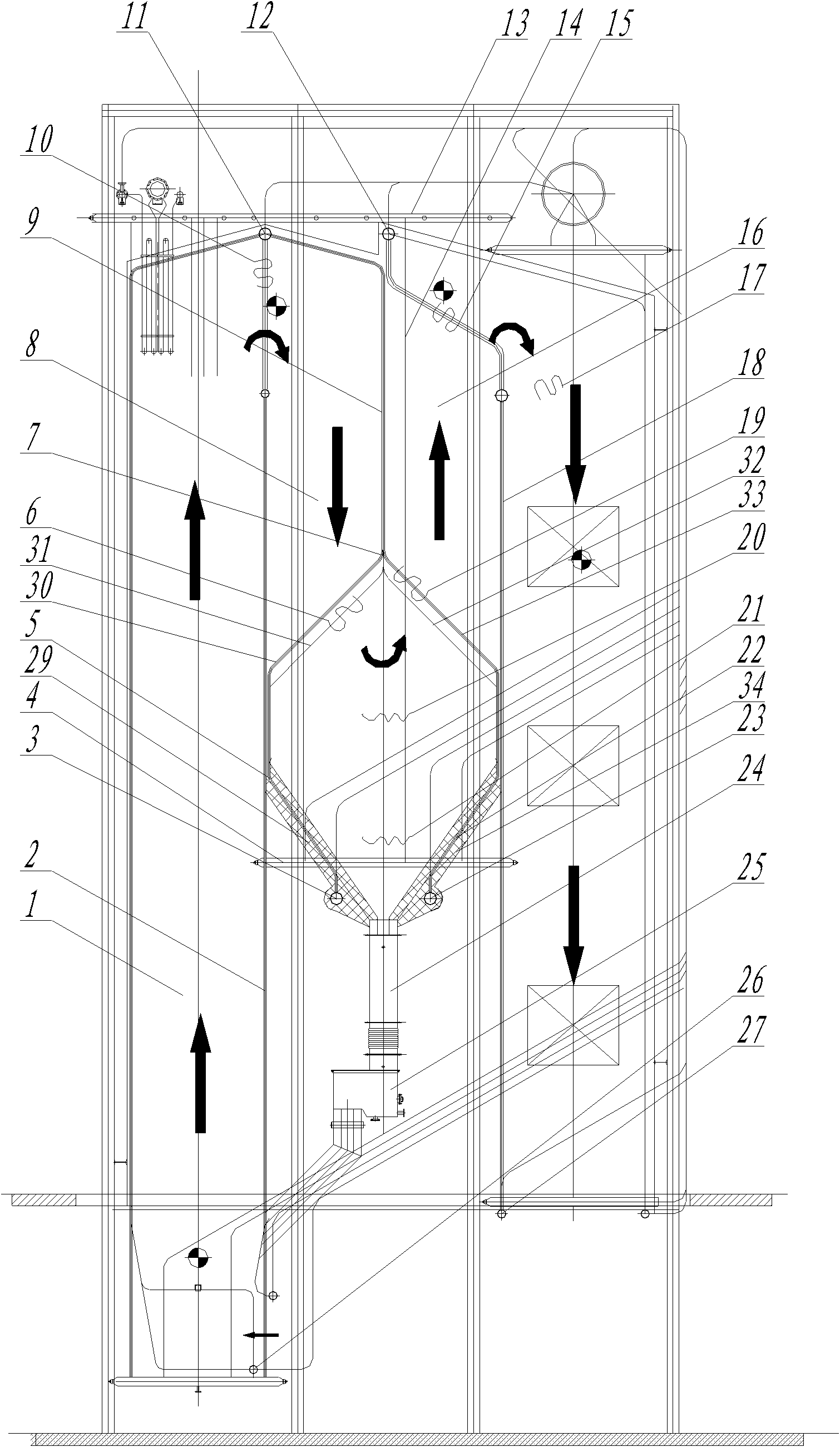 Gas and solid separator of recirculating fluidized bed boiler and boiler containing same