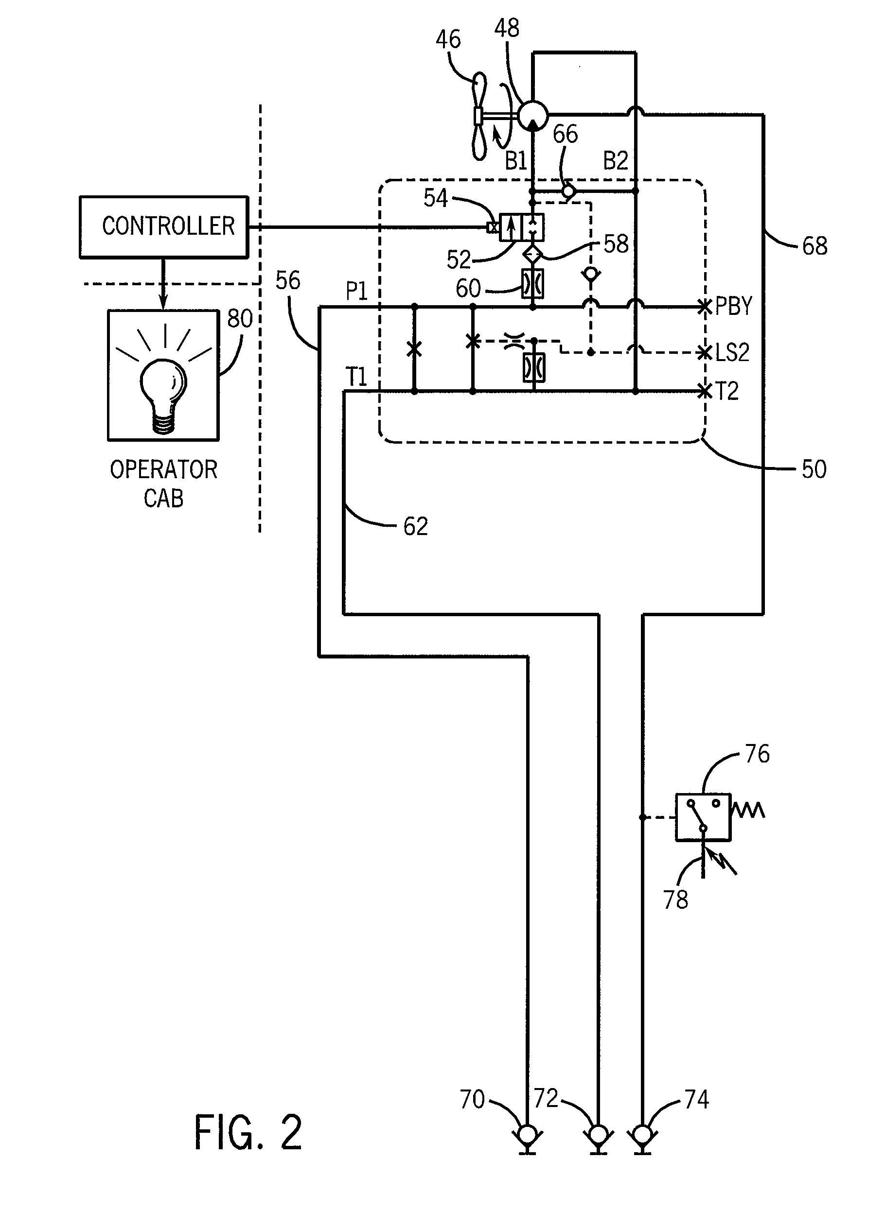 Case Drain Line Pressure Switch With Automatic Fan Drive Motor Shutdown