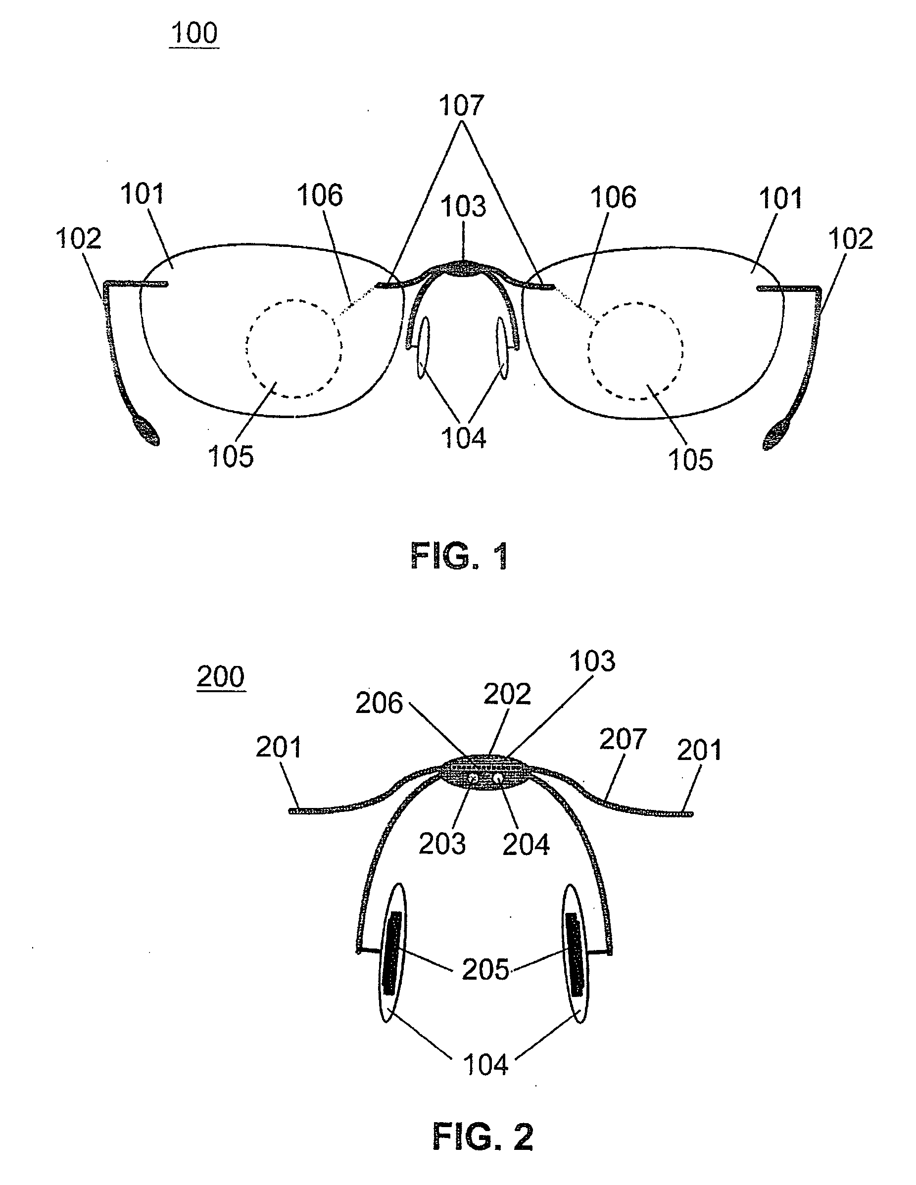 Spectacle frame bridge housing electronics for electro-active spectacle lenses