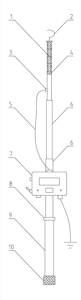 Digital display high-voltage electroscope of telescopic rod