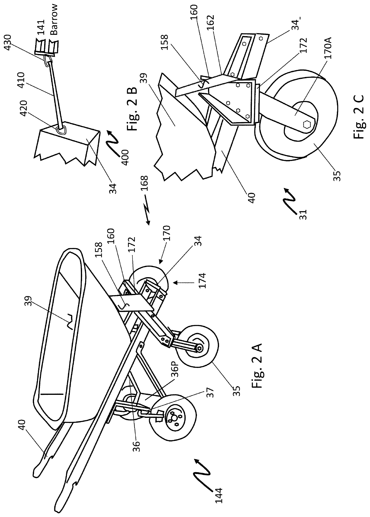 Special big-4 wheeler swivel wheeled wheelbarrow