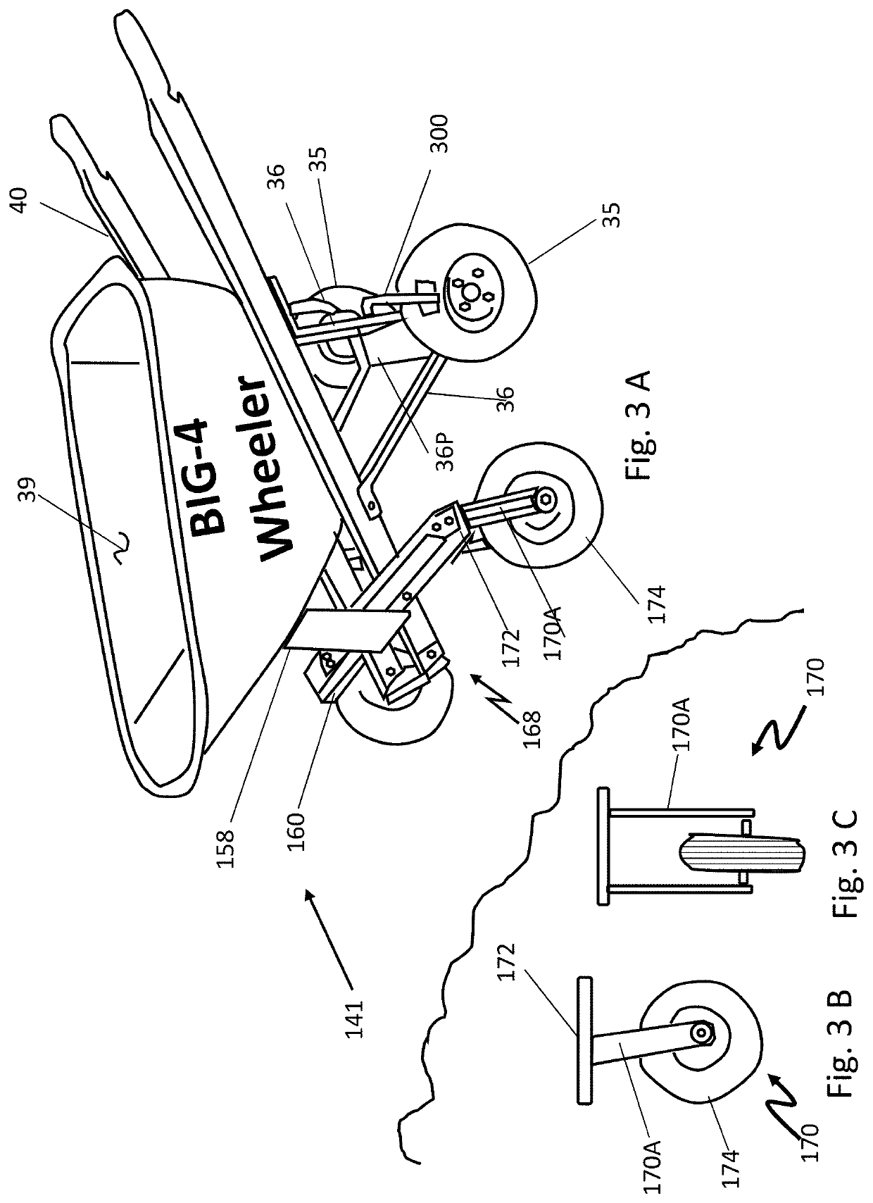 Special big-4 wheeler swivel wheeled wheelbarrow