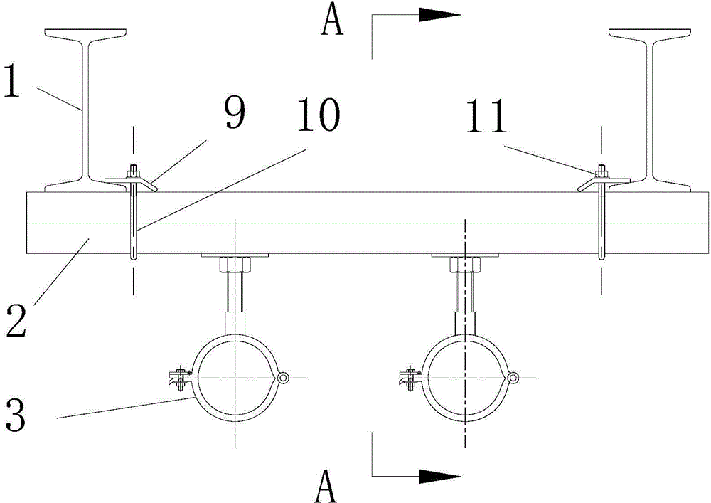 Span beam type pipeline hanger