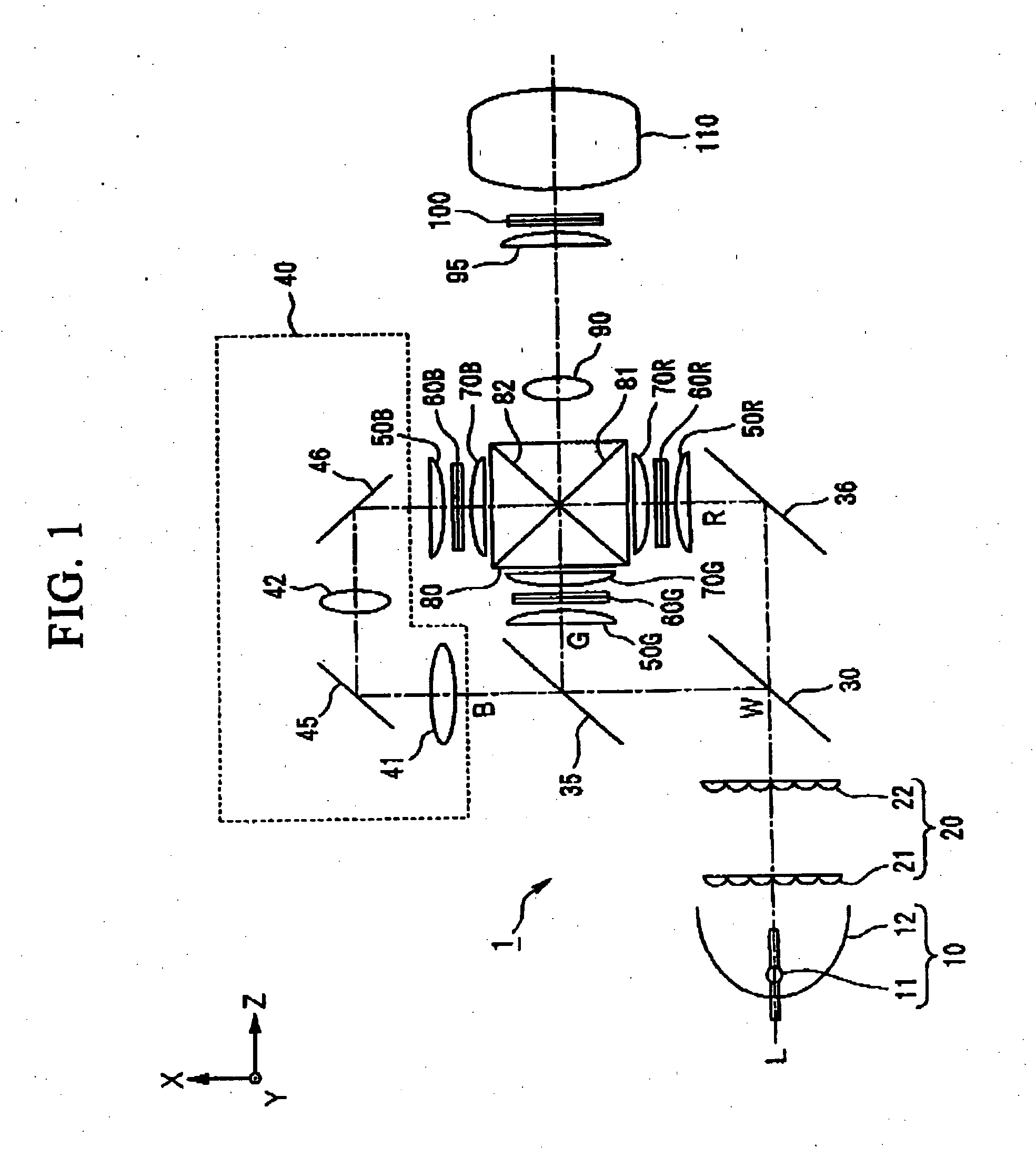 Optical display device and projection-type display device