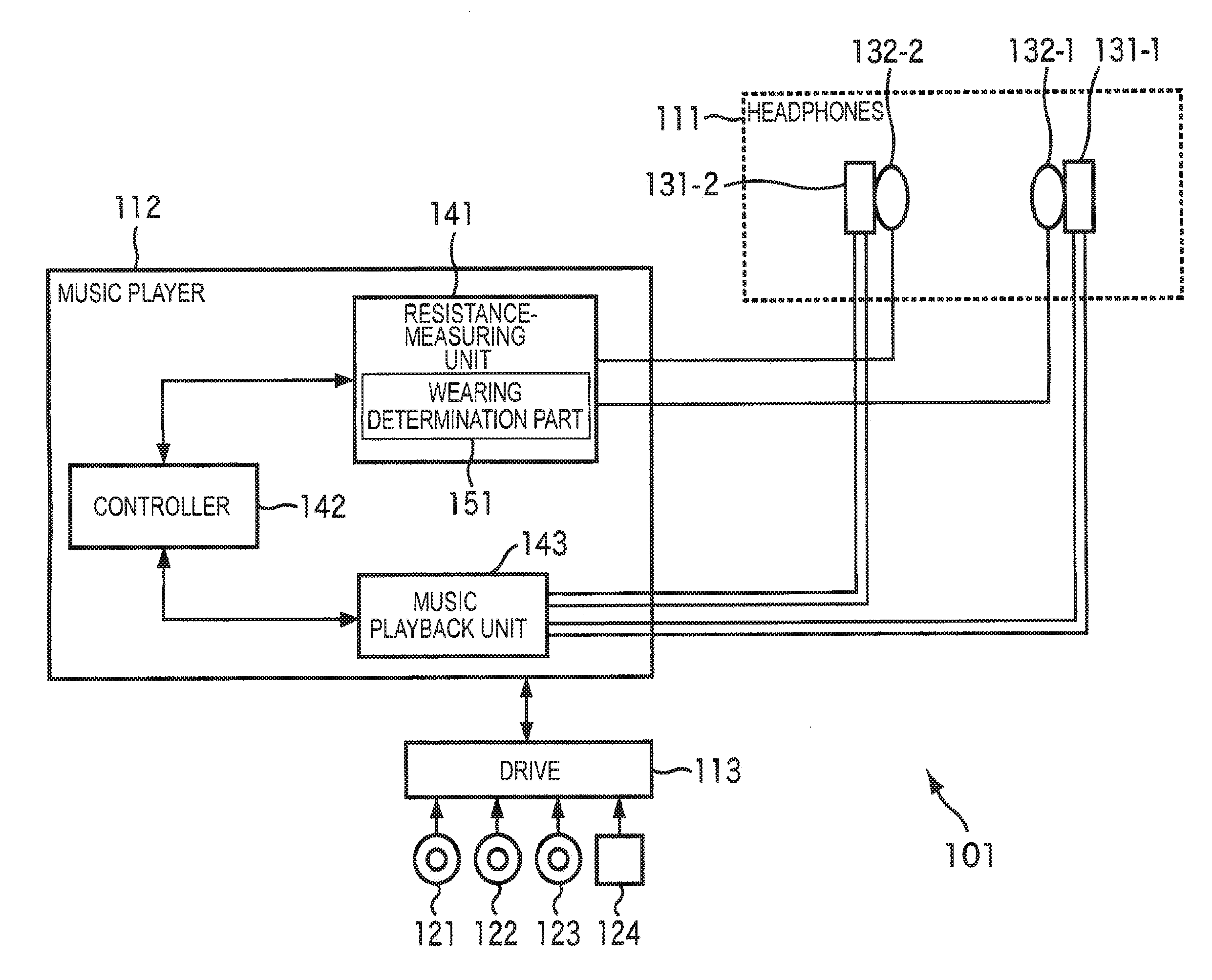 Playback system, headphones, playback apparatus and method, and recording medium and program for controlling playback apparatus and method