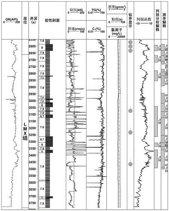 Method for identifying shale gas reservoir while drilling by utilizing discriminant analysis method