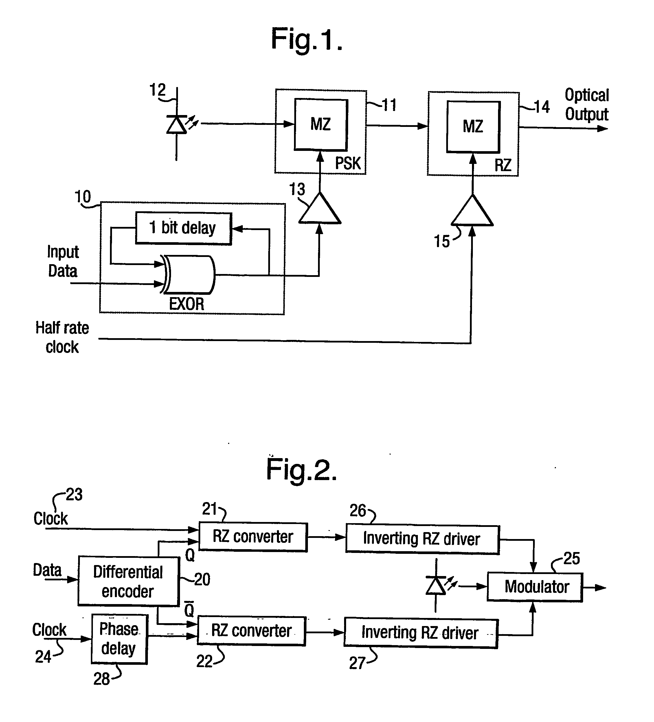 Method and apparatus for producing rz-dpsk modulated optical signals