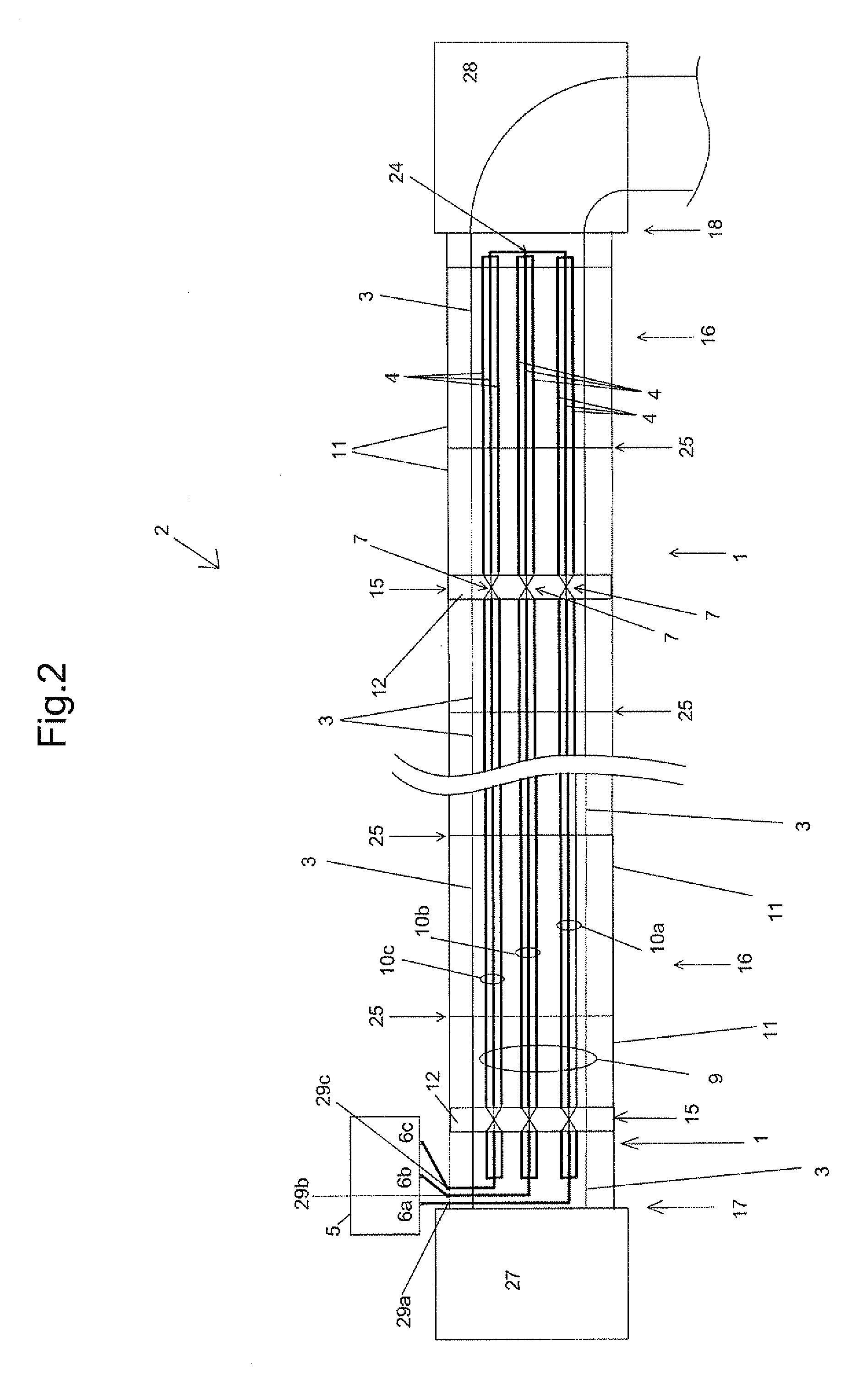 Electrical heating system for a section of fluid transport pipe, section and pipe equipped with such an electrical heating system