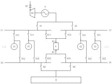 Electric energy conversion and switching system for multiple buses