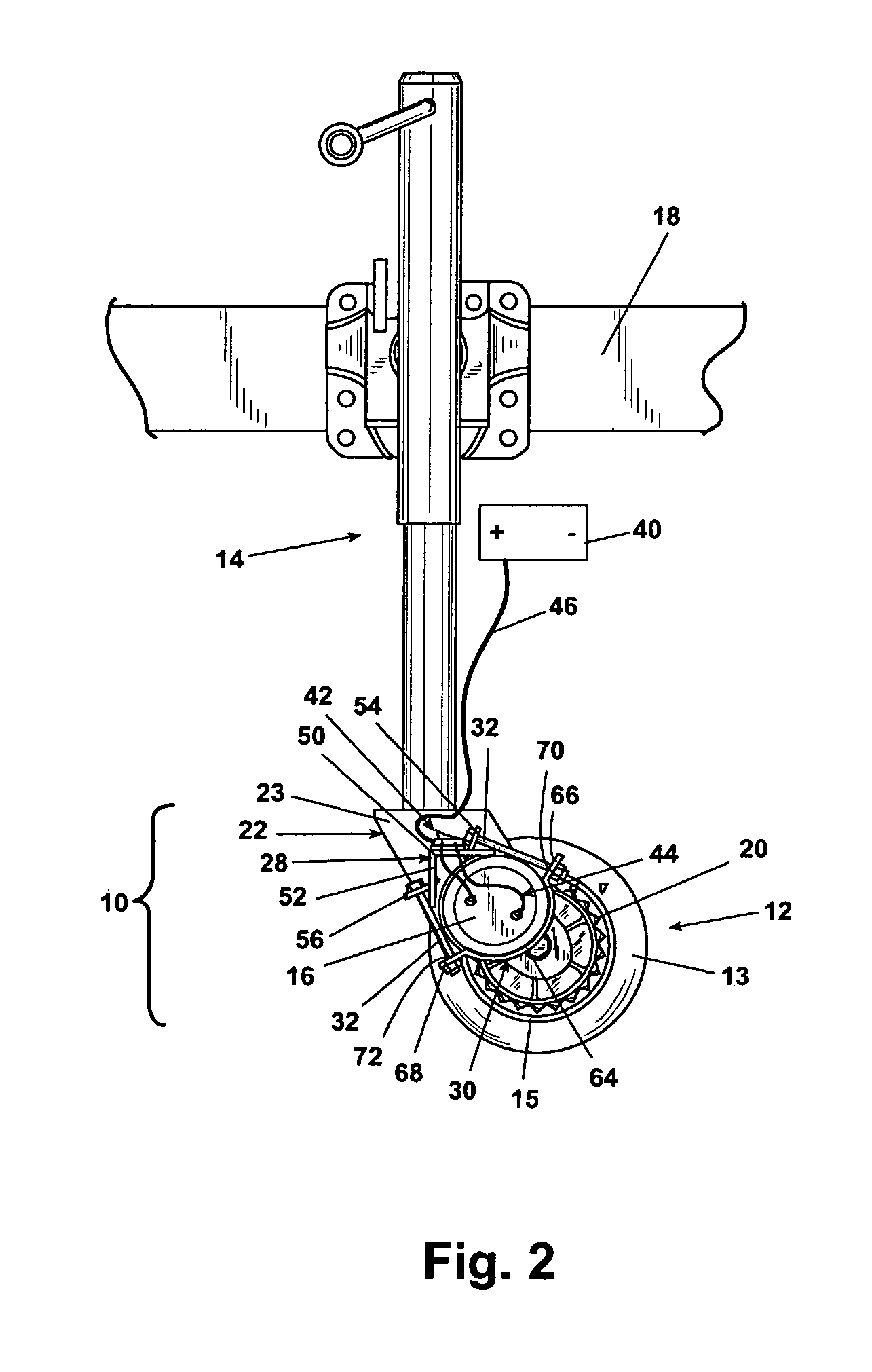 Motorized trailer wheel with direct drive and trailer incorporating same