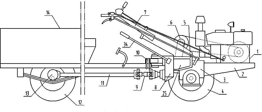 Full-wheel-drive tractor chassis driven by gears