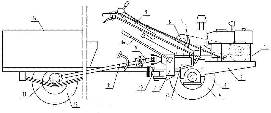 Full-wheel-drive tractor chassis driven by gears