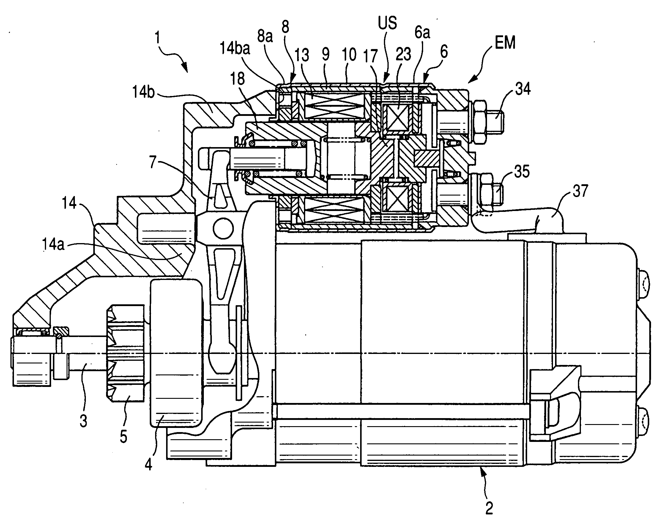 Starter with compact structure