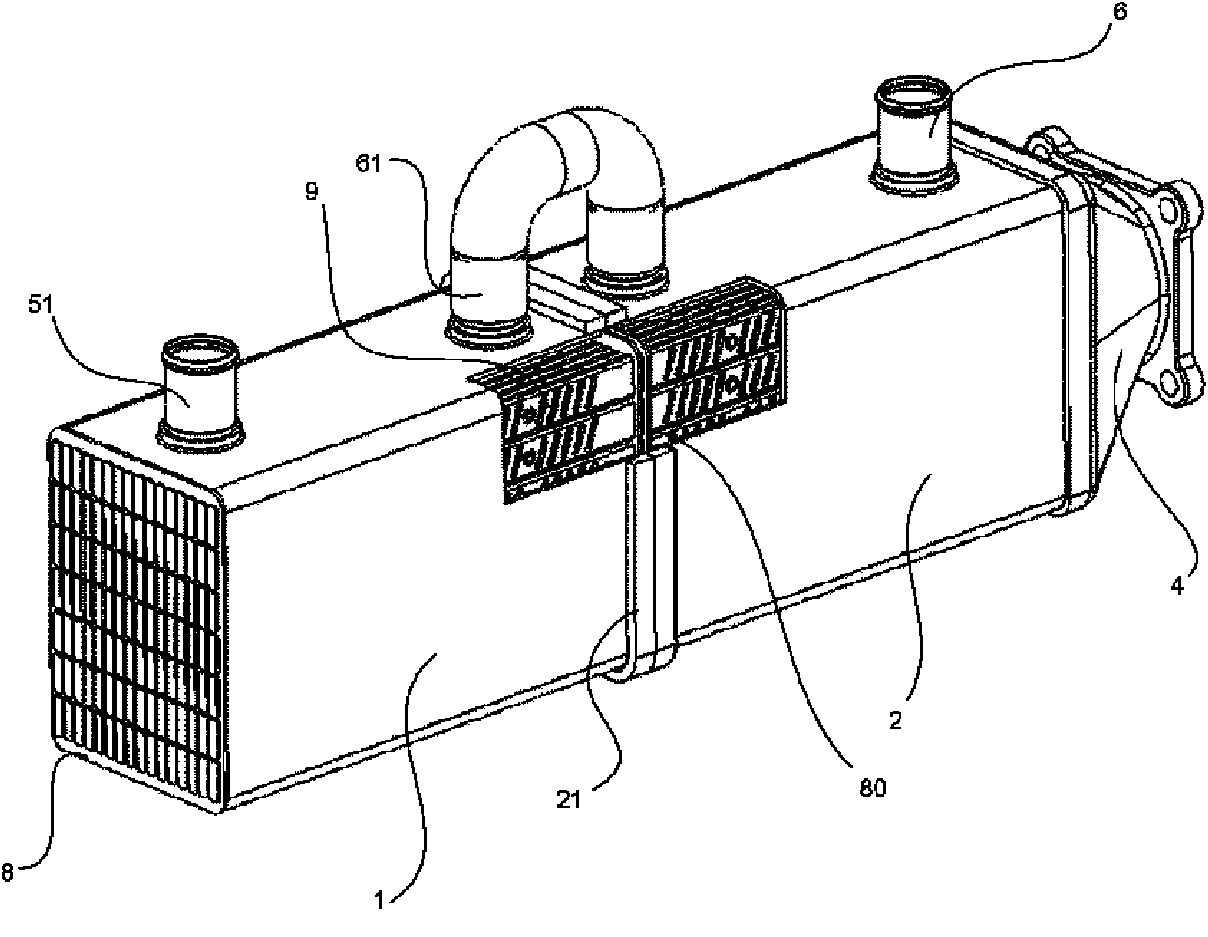 Series connection type waste gas recycling cooler for medium and heavy duty vehicle