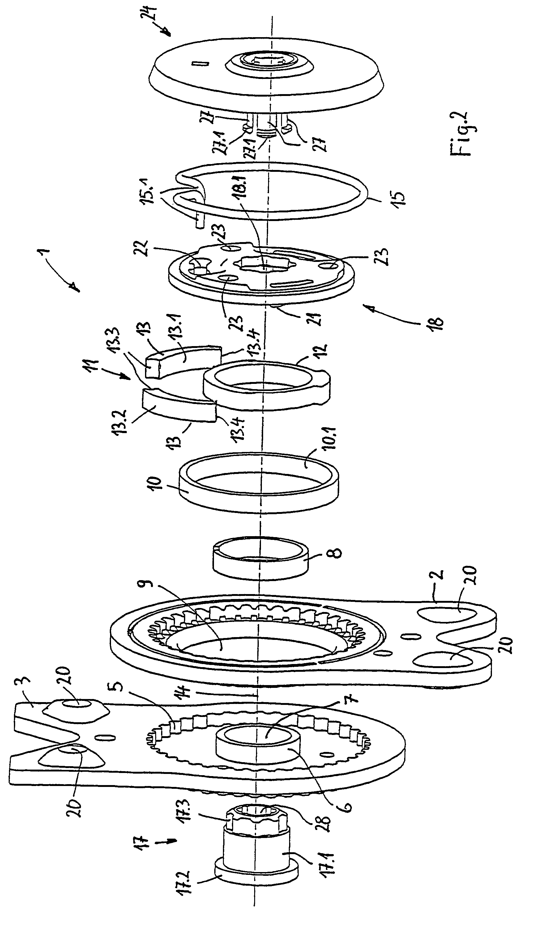 Device for adjustment of level of inclination of back part of motor vehicle seat