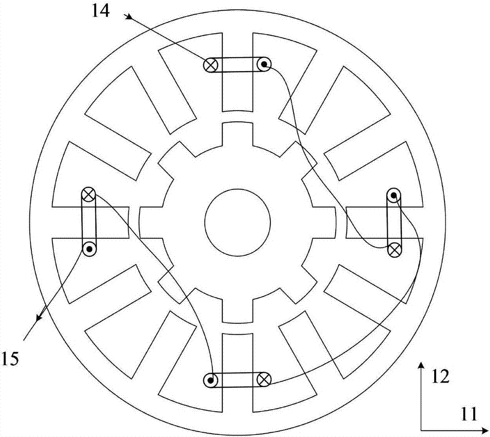 Two-degree-of-freedom dual-winding hybrid magnetic bearing switched reluctance motor and control method thereof