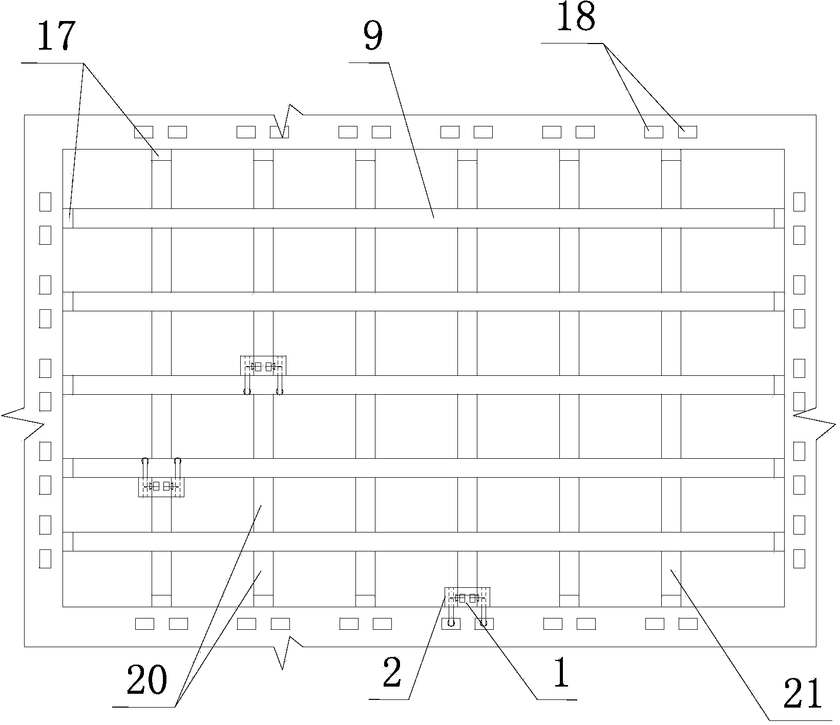 Construction device and method for large-span steel girder frame connection platform