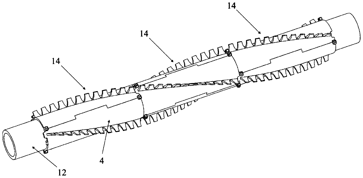 Spiral fluid disturbance and vibration suppression device for marine riser