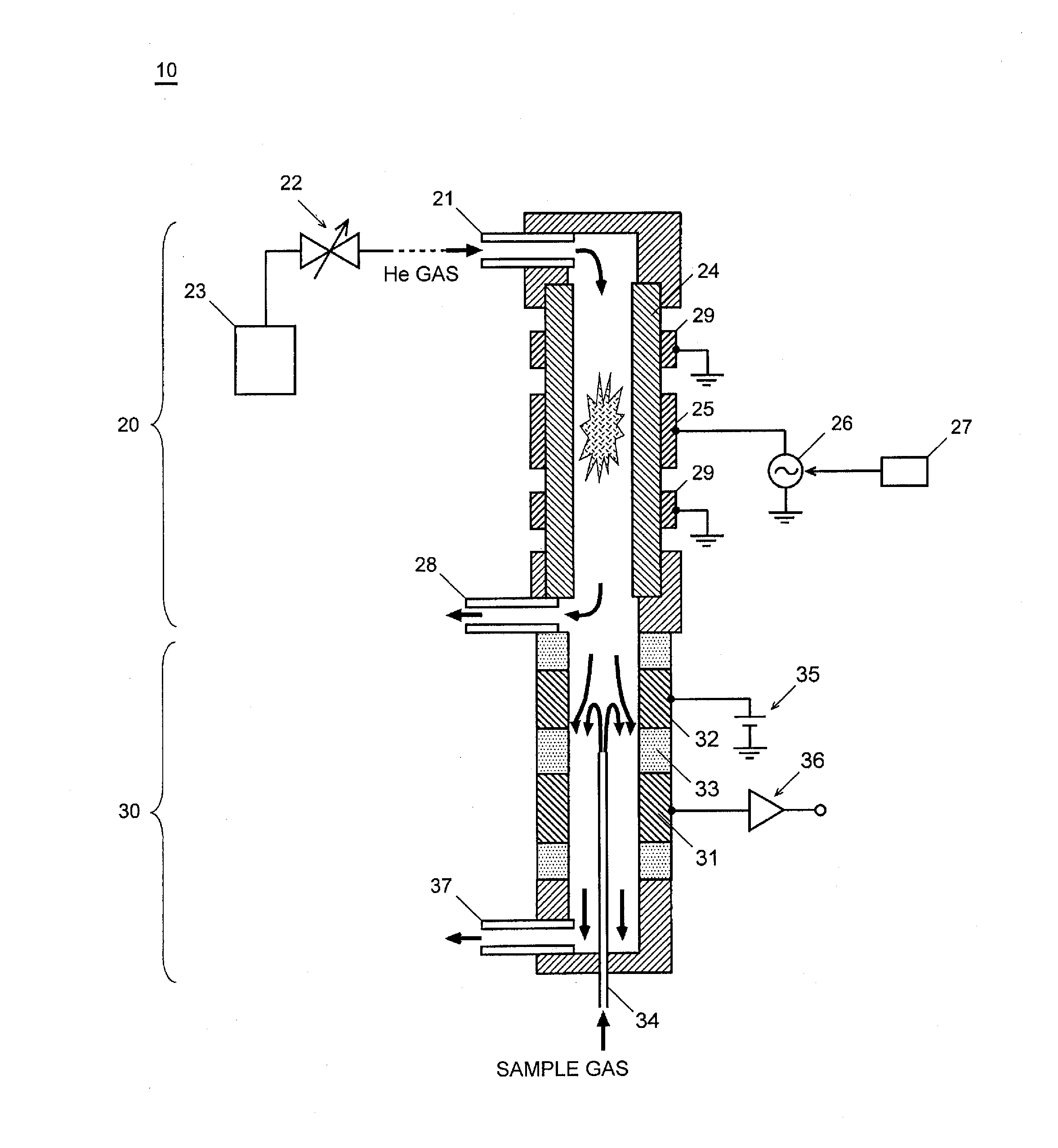 Discharge ionization current detector and tuning method for the same