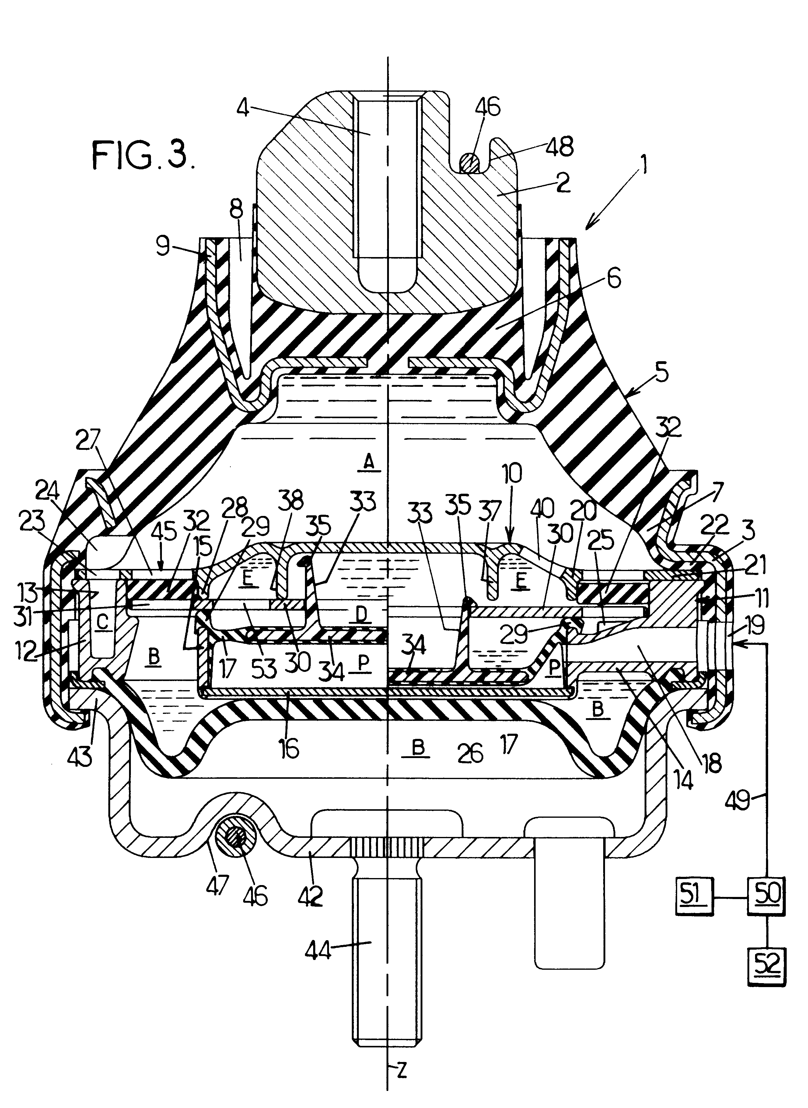 Method of damping vibration, active hydraulic anti-vibration mount and vehicle including such a mount