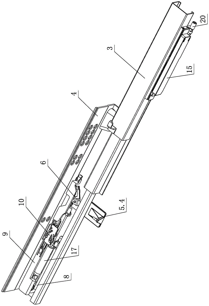 Drawer slide rail opened through pressing and closed through damping