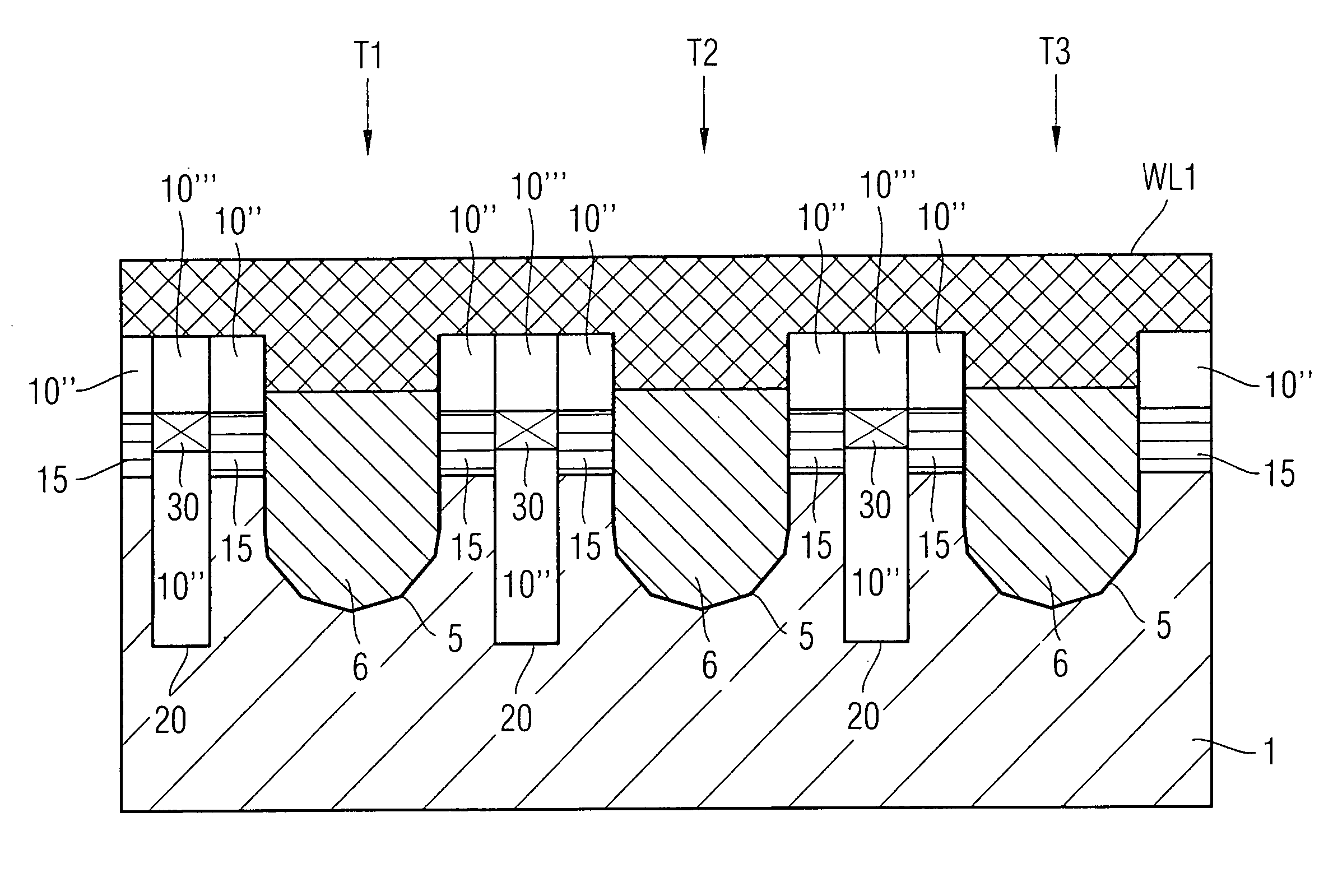 NROM semiconductor memory device and fabrication method