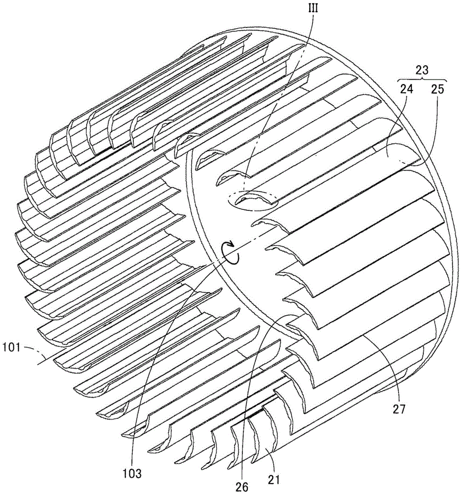 Cross-flow fans, molds for molding, and fluid delivery devices