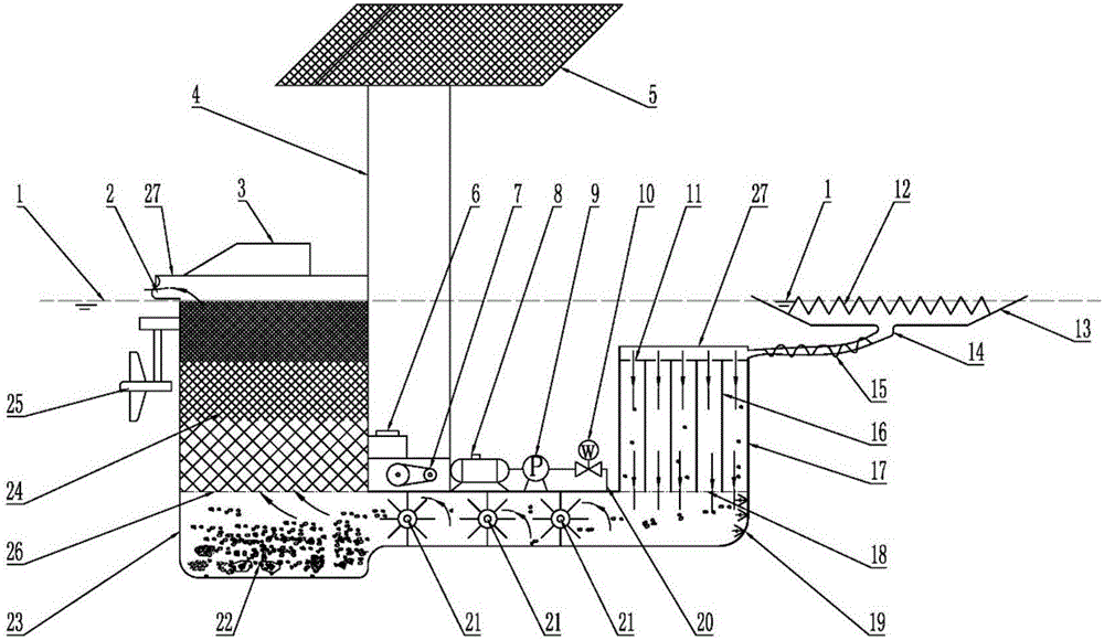 Micro-dynamic in-situ collection and separation integrated device for surface water algae and nutritive salt